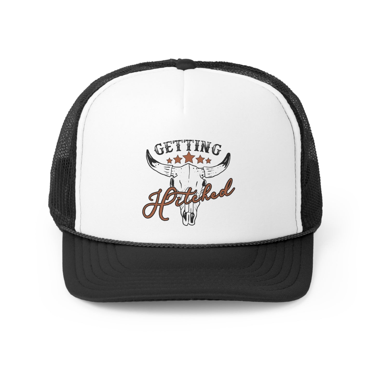 Getting Hitched Wedding Tall Trucker Caps