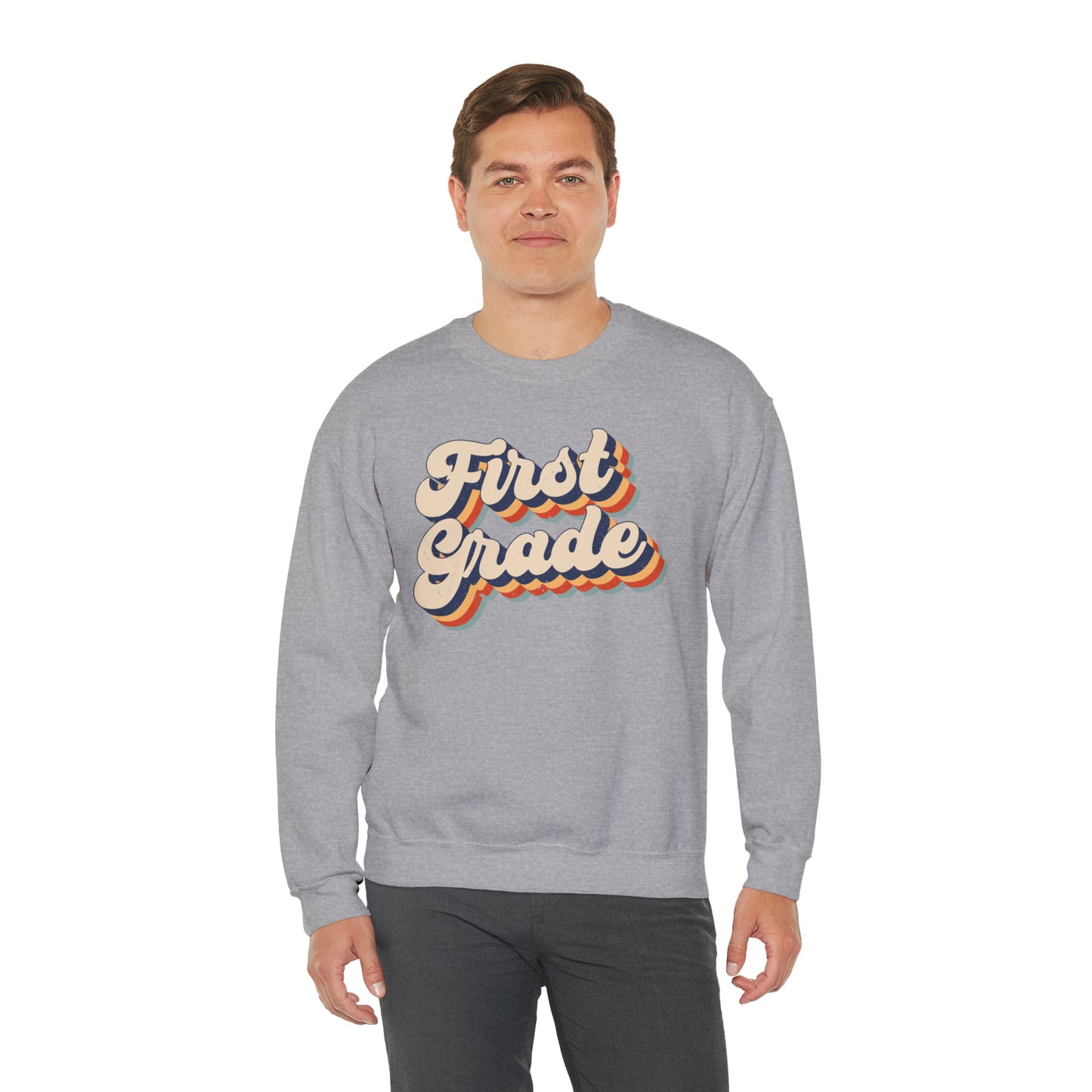 Retro 1st Grade Unisex Heavy Blend™ Crewneck Sweatshirt