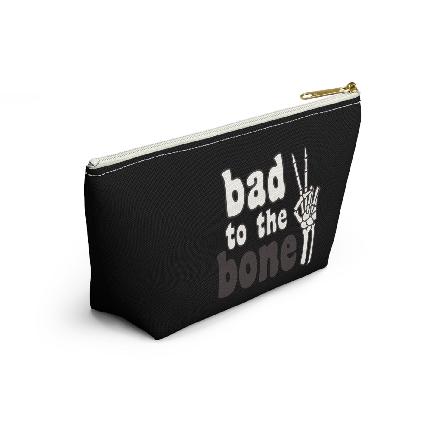 Bad to the Bone Skeleton Hand Peace Sign Accessory Pouch w T-bottom