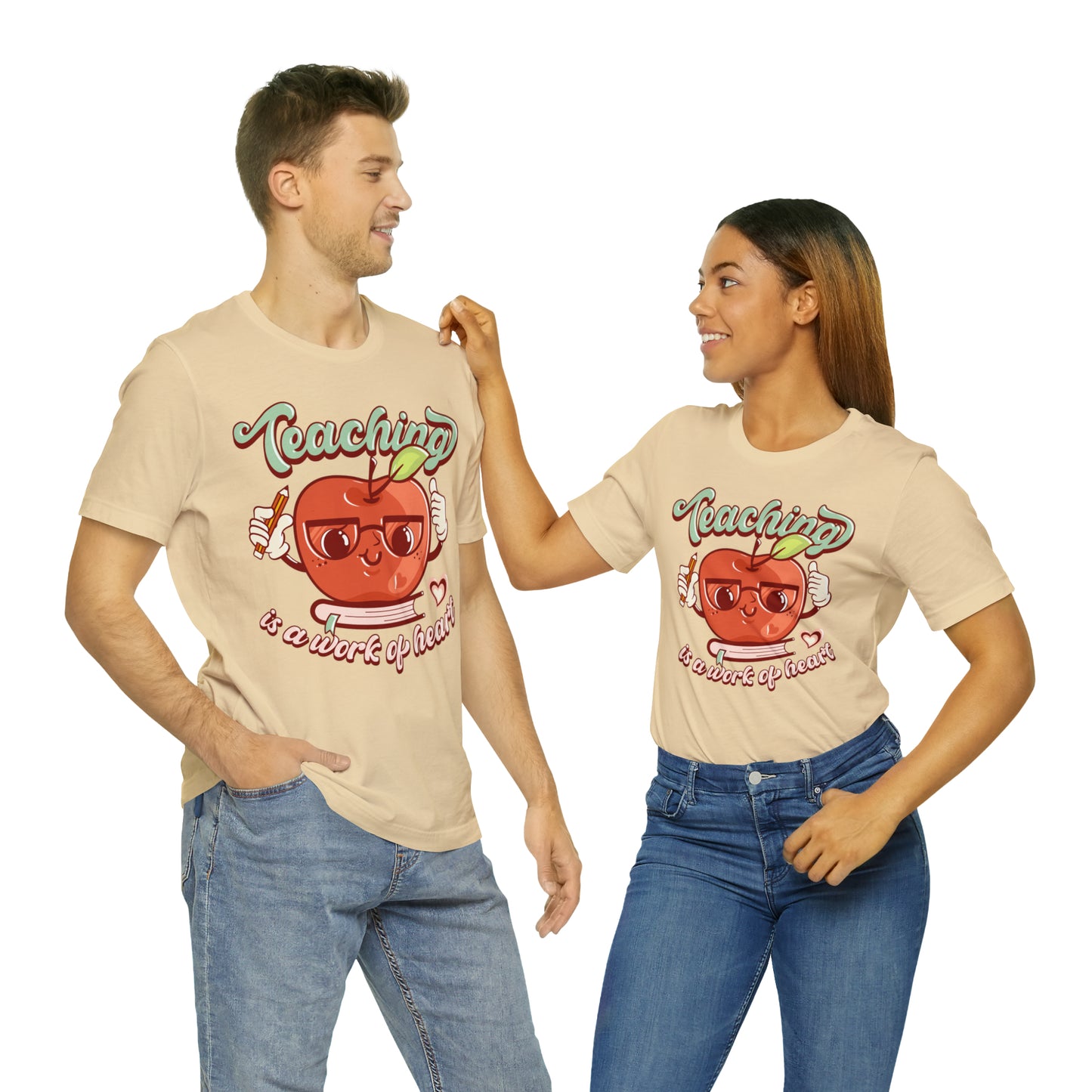 Vintage Teaching is a Work of Heart Unisex Jersey Short Sleeve Tee