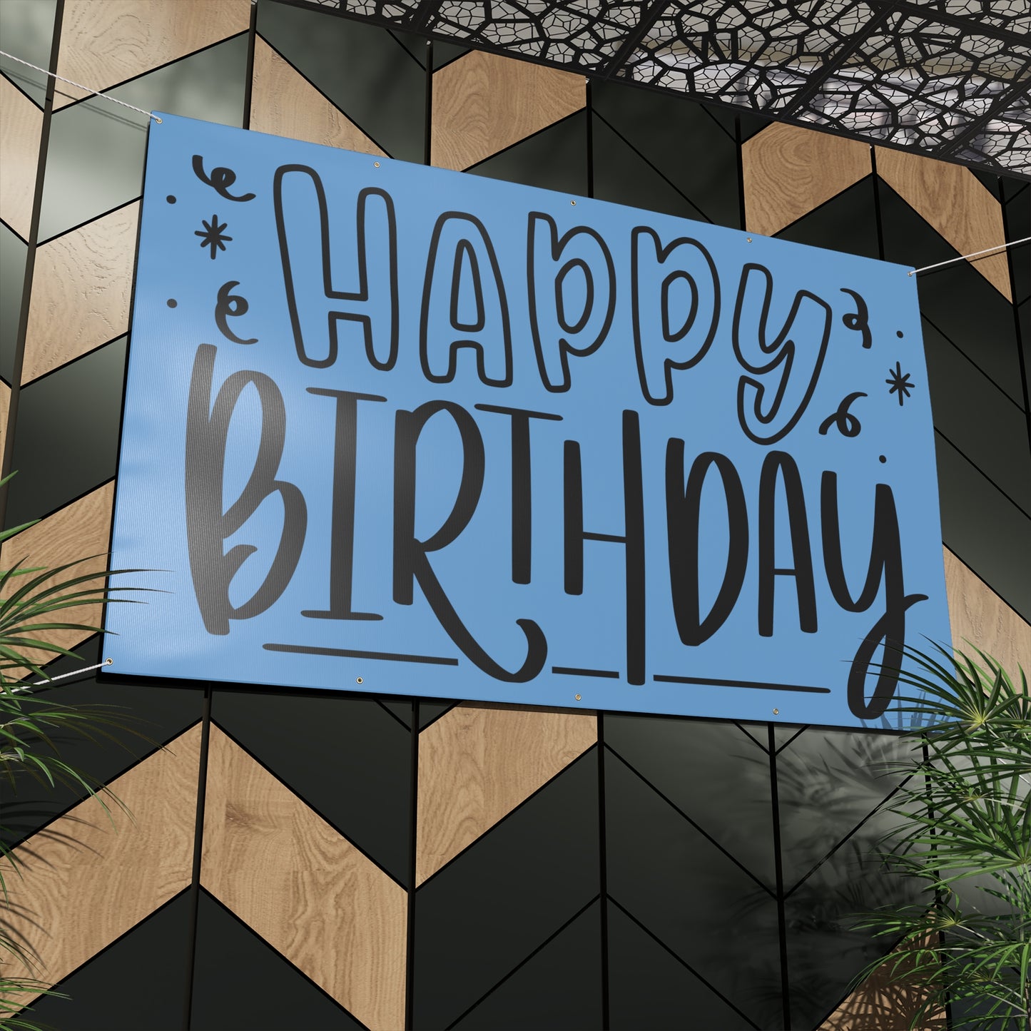 Happy Birthday Matte Banner - Light Blue