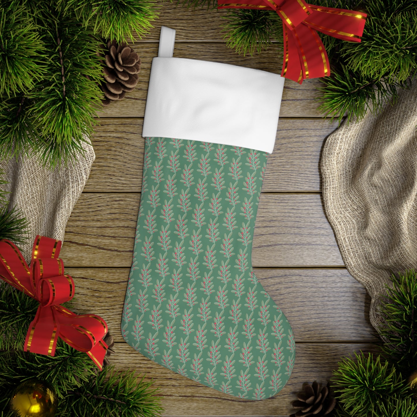 Christmas Greenery Holiday Stocking