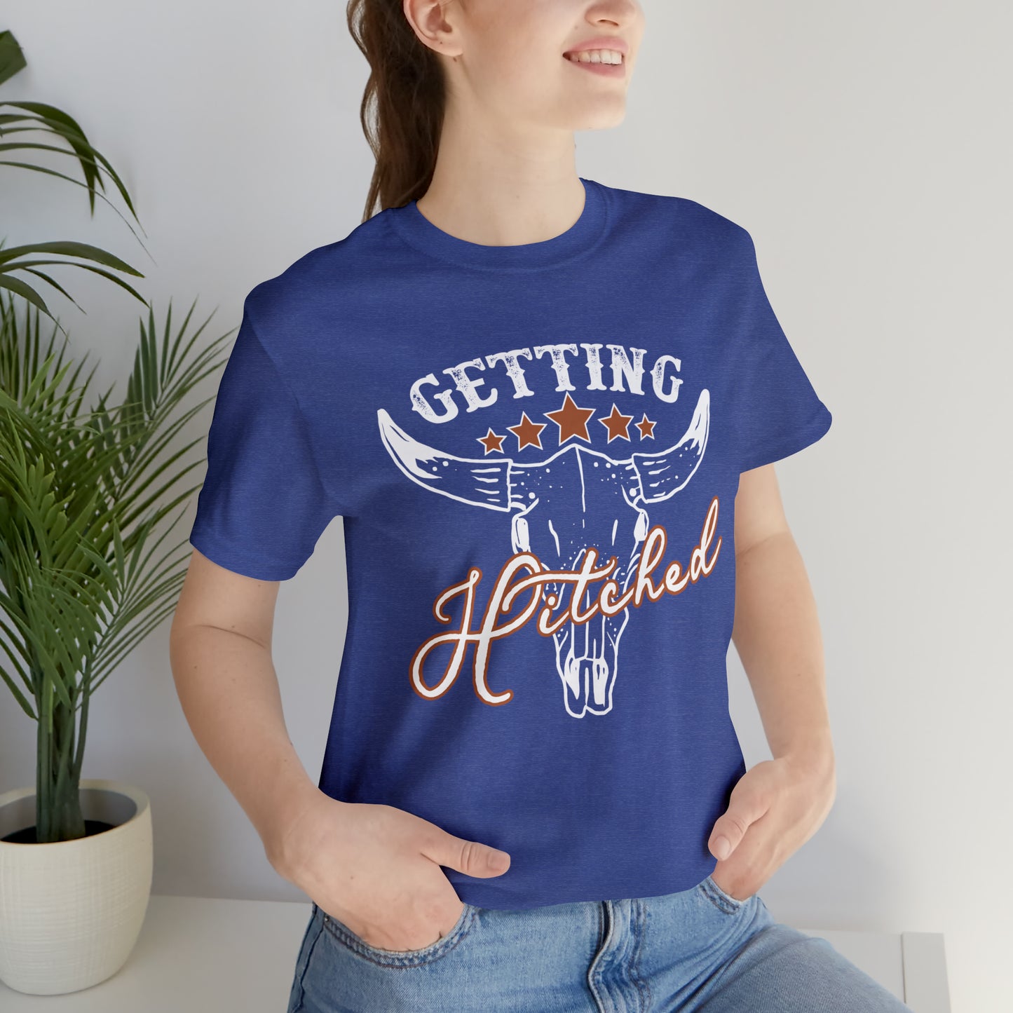 Vintage Getting Hitched Bride/ Groom T-Shirt - White Design