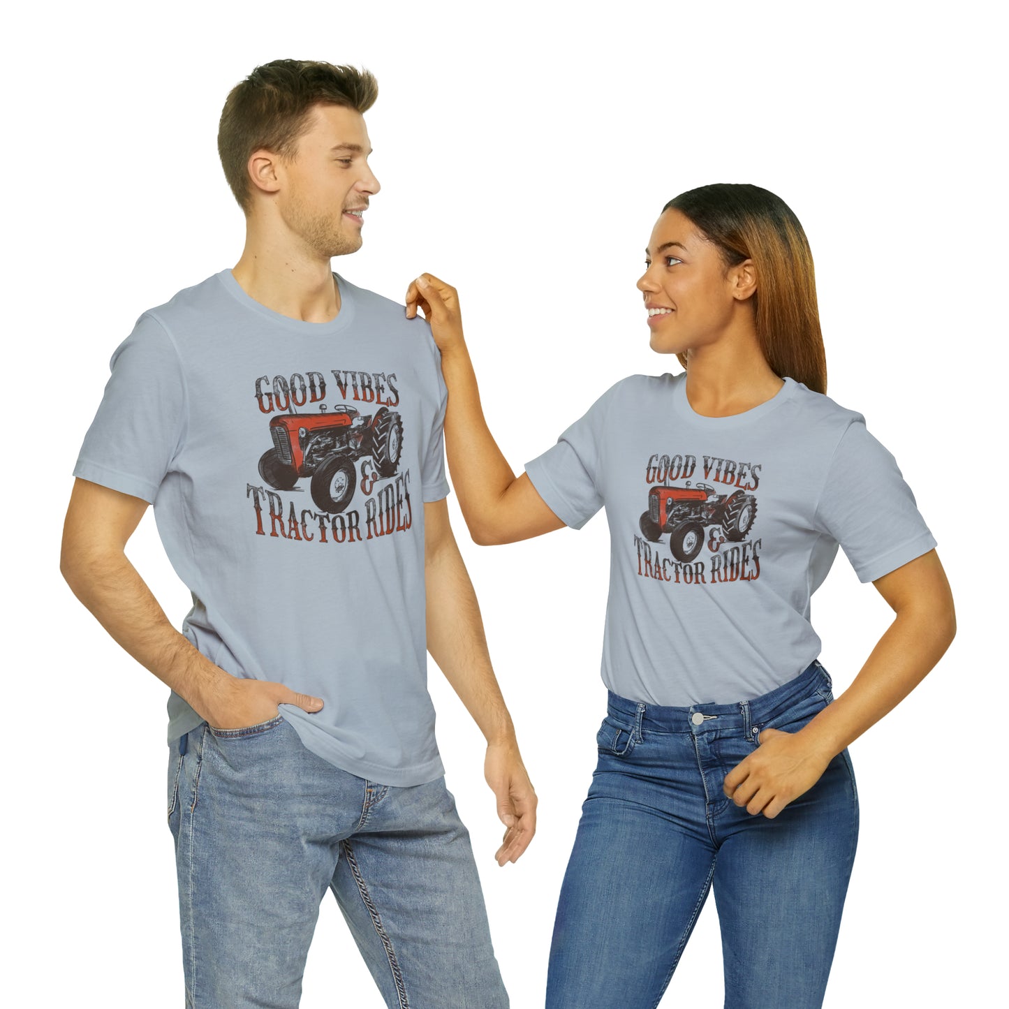 Vintage Good Vibes and Tractors Unisex Jersey Short Sleeve Tee