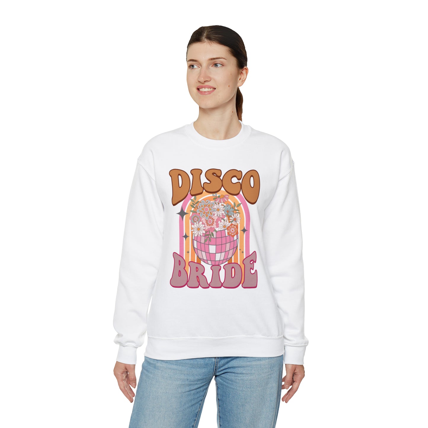 Retro Disco Bride Mirror Ball Bride Unisex Heavy Blend™ Crewneck Sweatshirt