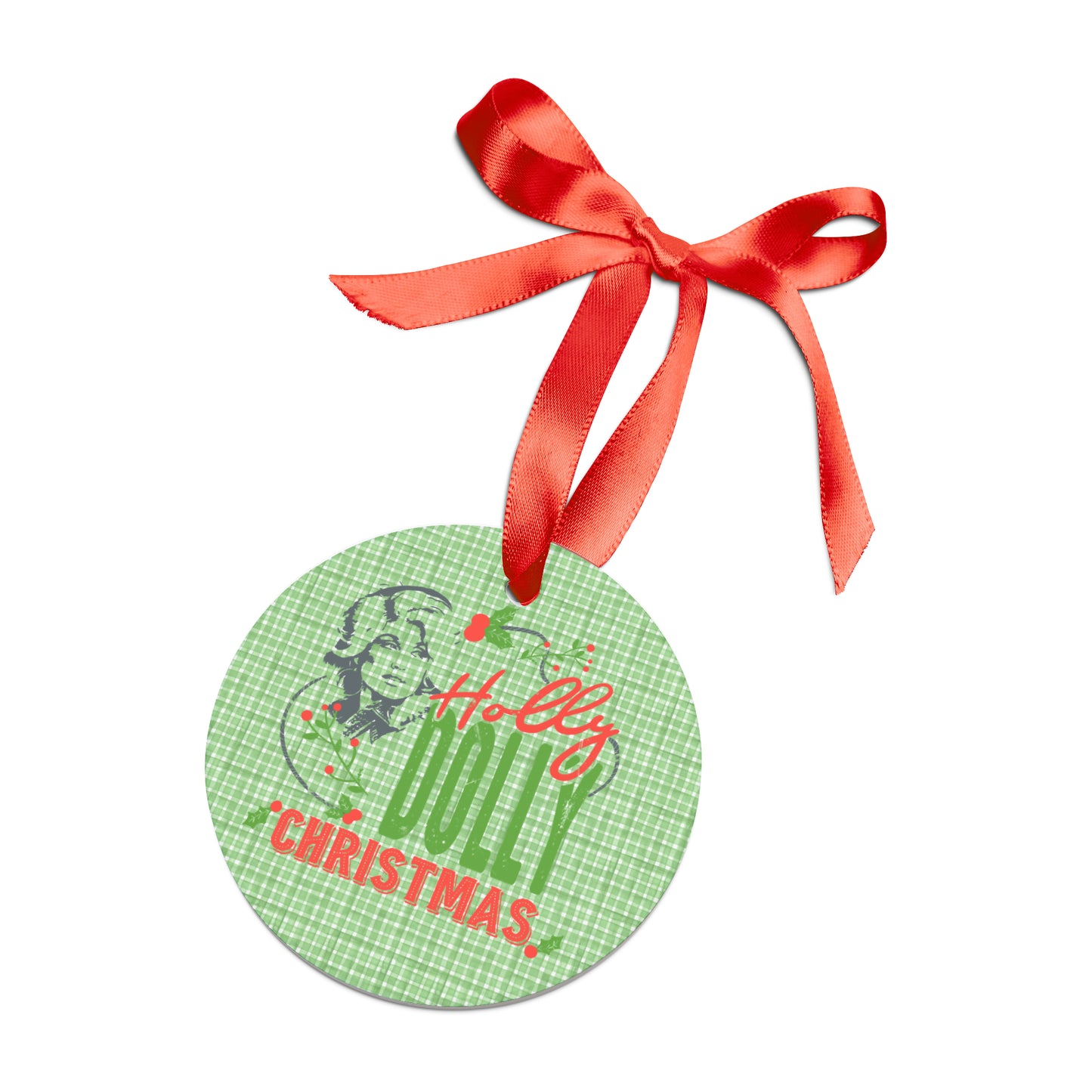 Holly Dolly Christmas Ornament with Ribbon