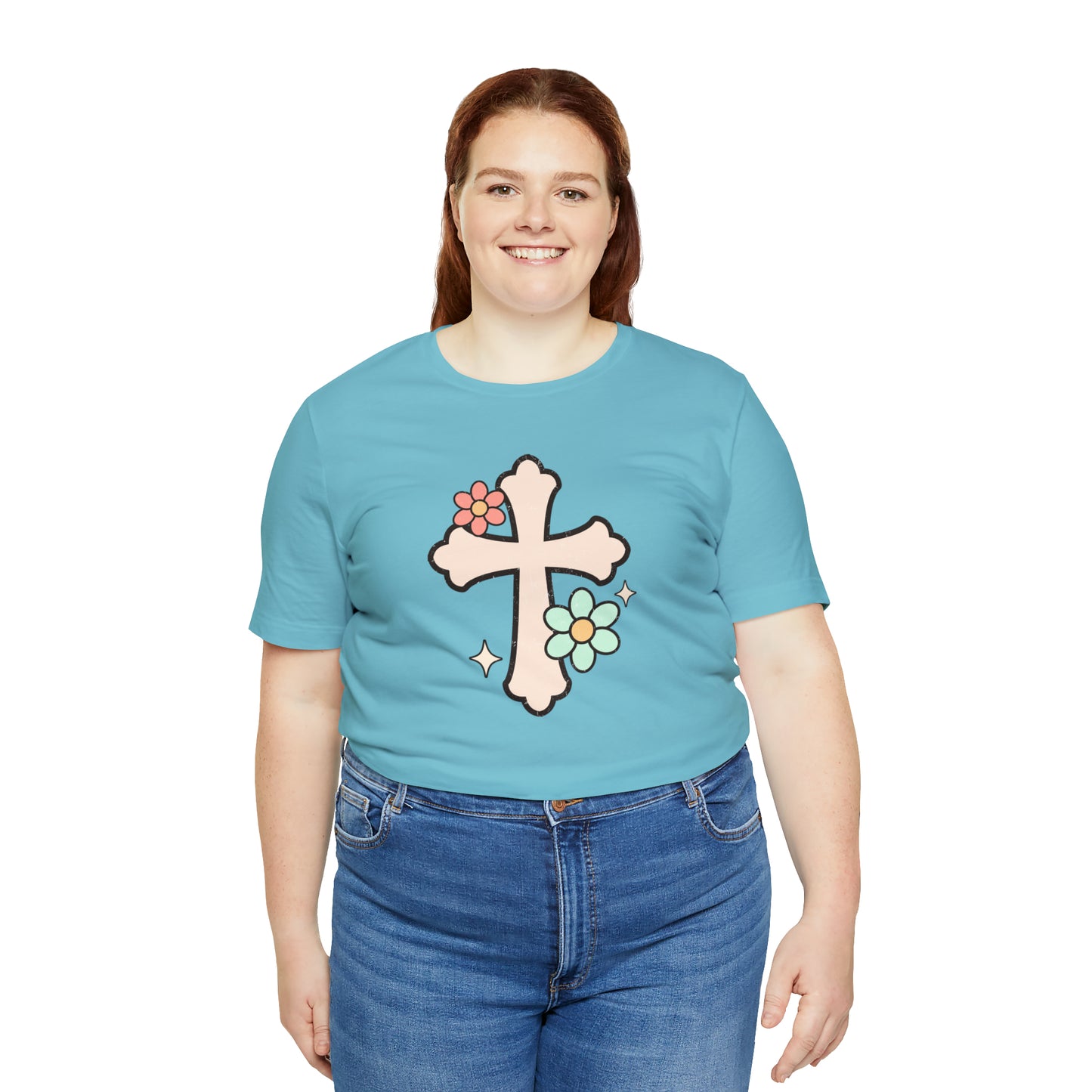 Vintage Floral Boho Cross T-Shirt