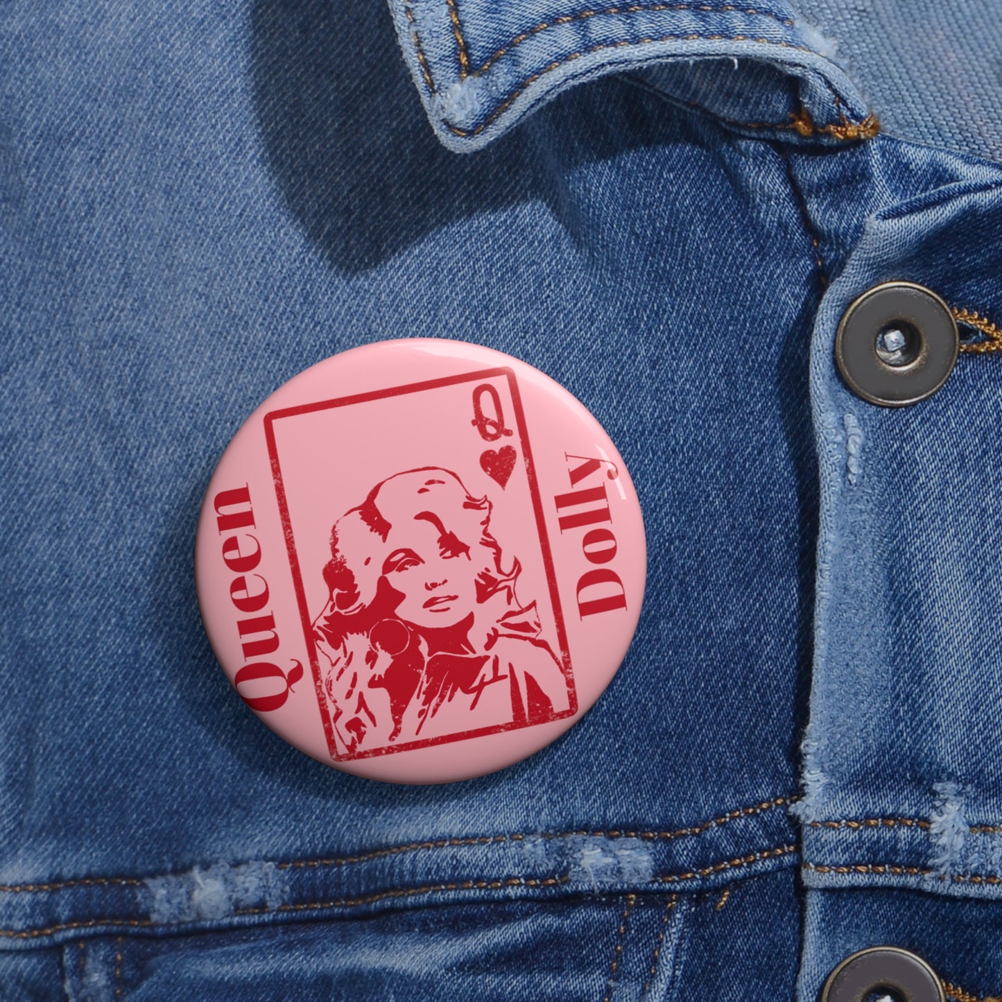 Dolly Queen of Hearts Custom Pin Buttons