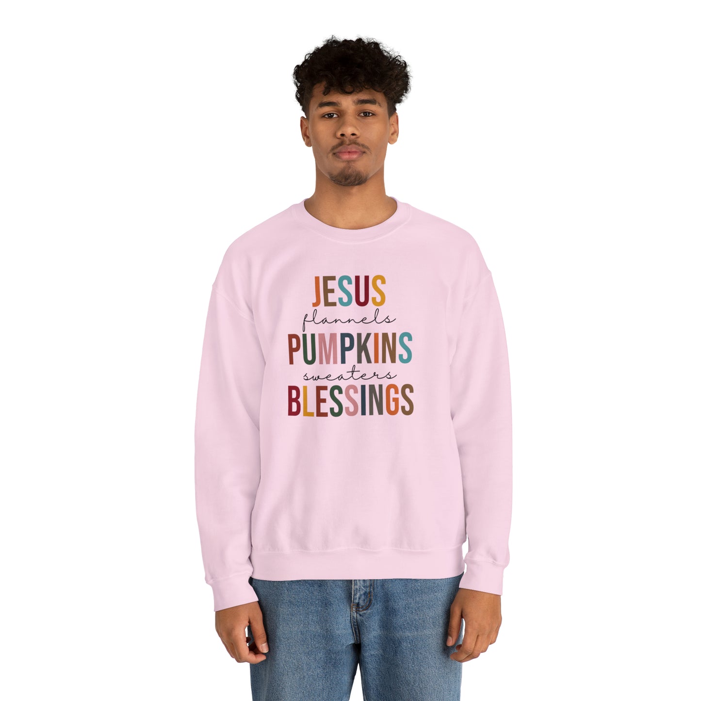 Jesus Flannels Pumpkins Sweaters Blessings Fall Halloween Retro Warm Colored  Unisex Heavy Blend™ Crewneck Sweatshirt