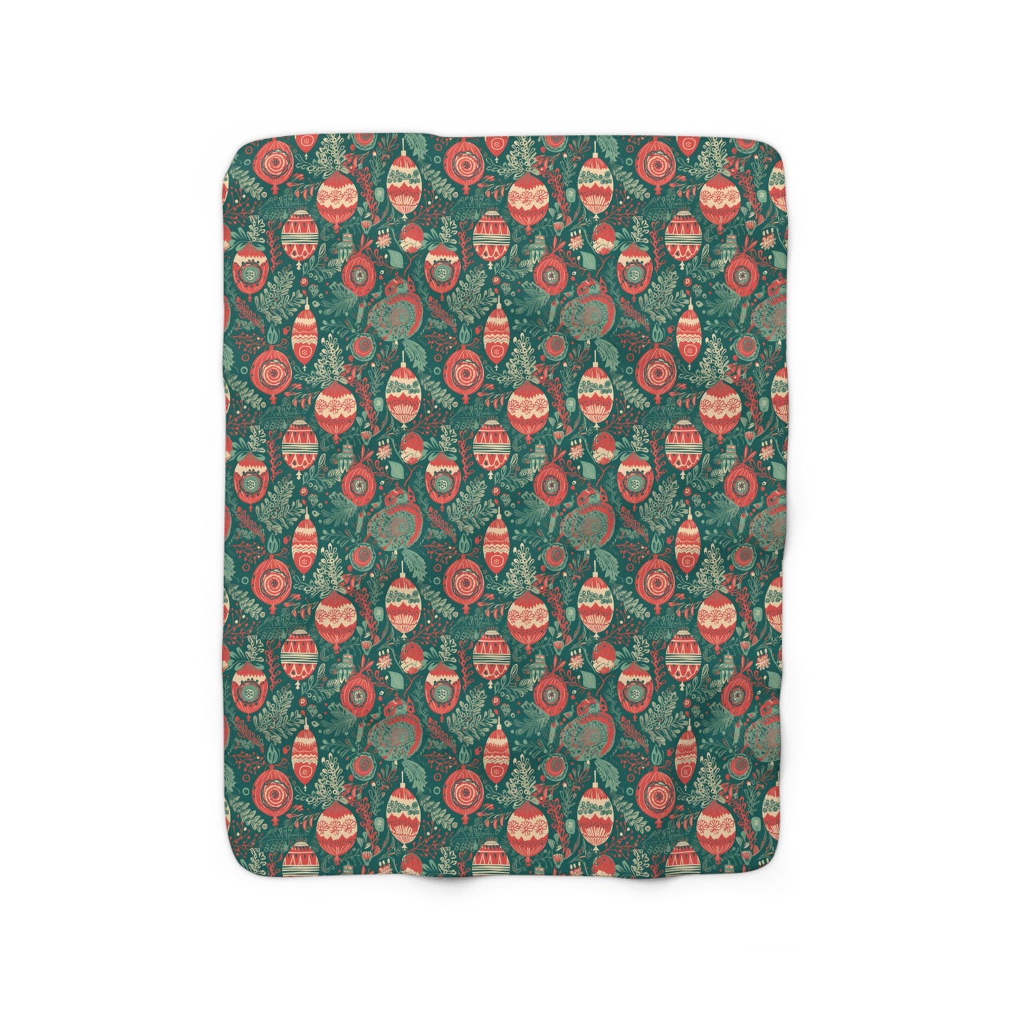 Boho Green Botanical Sherpa Fleece Blanket