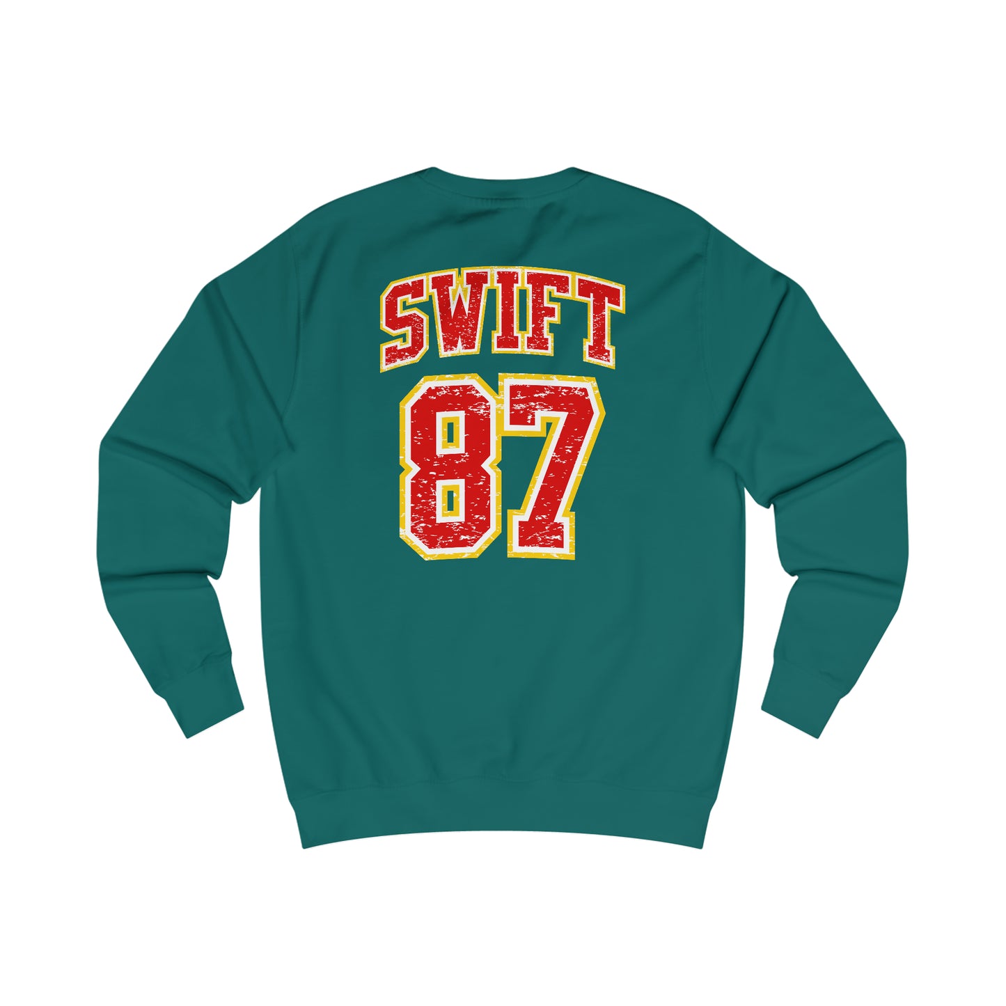 Go Taylor's Boyfriend Swift Kelce Football Shirt  with Swift 87 on back Unisex Heavy Blend™ Crewneck Sweatshirt - FRONT and BACK Design