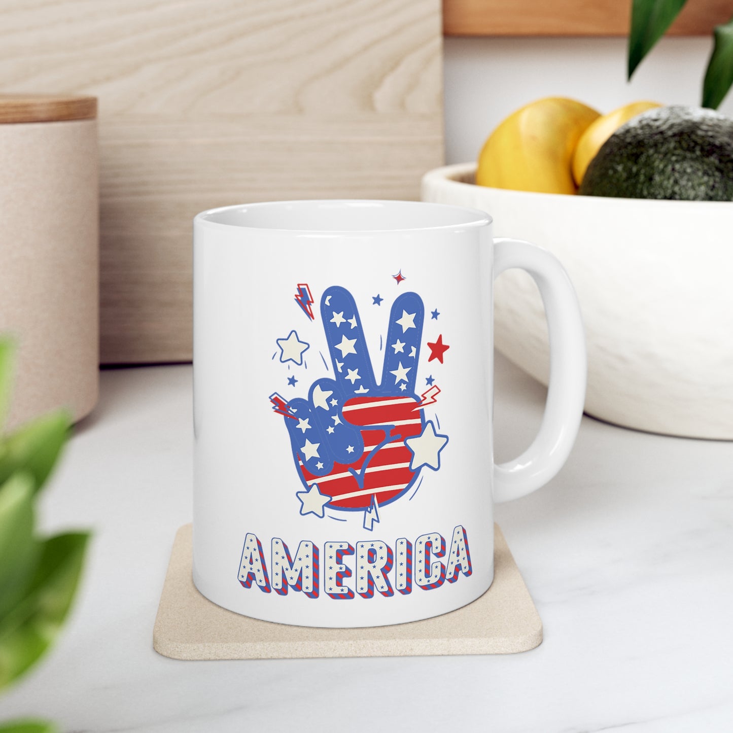 USA/ United States Peace Sign America Ceramic Mug 11oz