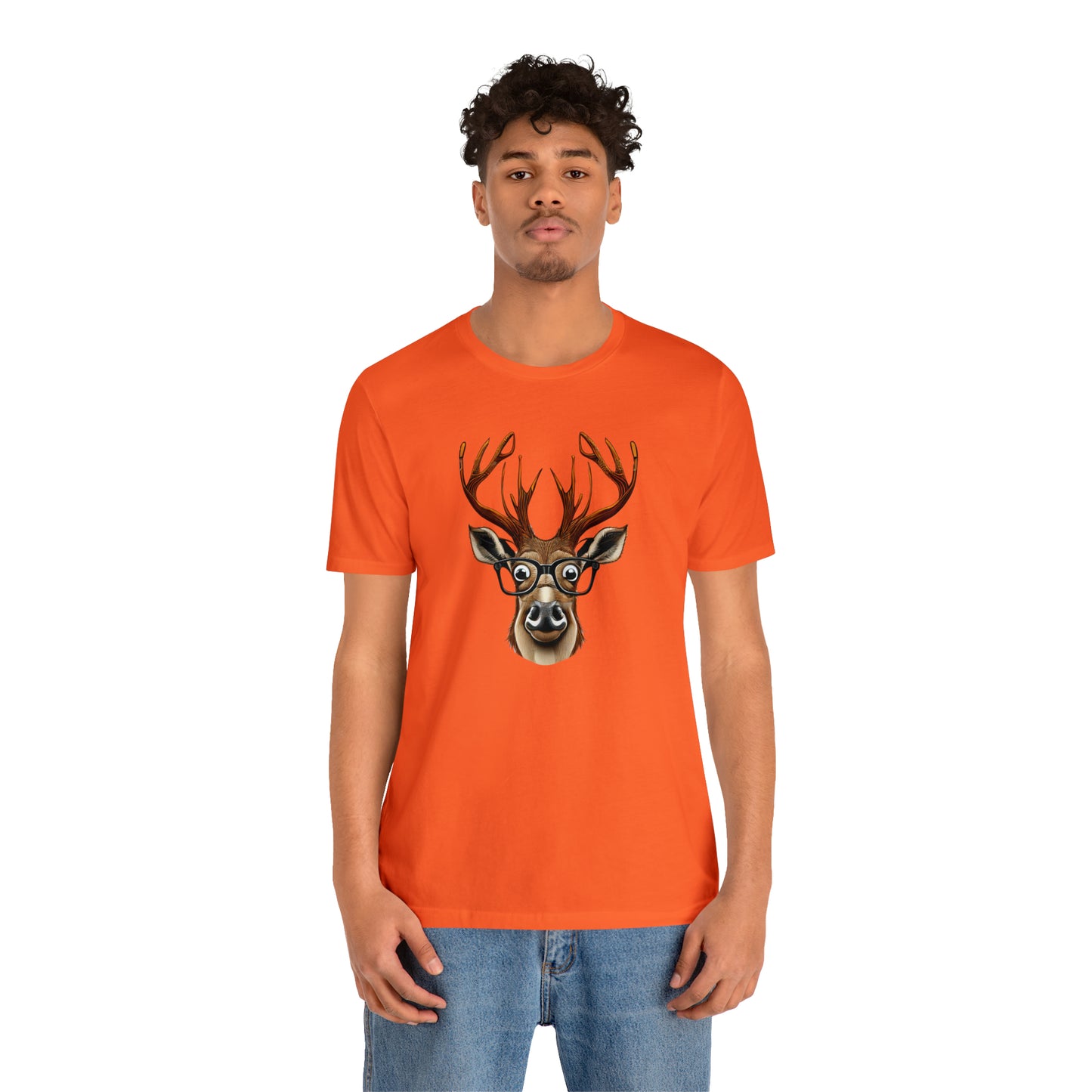 Deer/ Reindeer with Glasses Country and Christmas Unisex Jersey Short Sleeve Tee