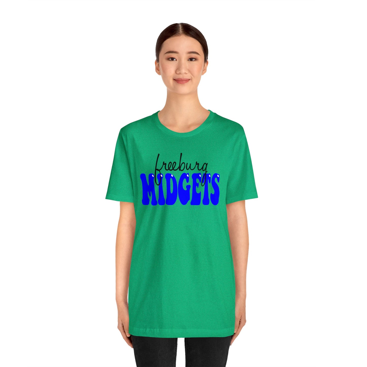 Freeburg Midgets Cursive Bubble Logo Bella Jersey Short Sleeve Tee (Unisex)