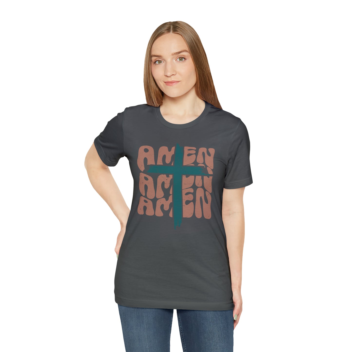 Amen Amen Amen with Cross Boho Color T-Shirt