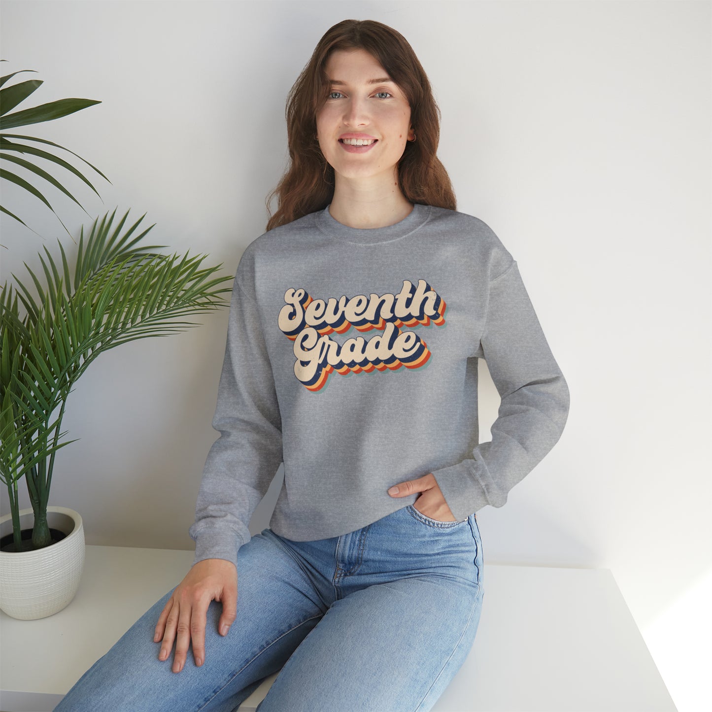 Retro Seventh Grade Unisex Heavy Blend™ Crewneck Sweatshirt