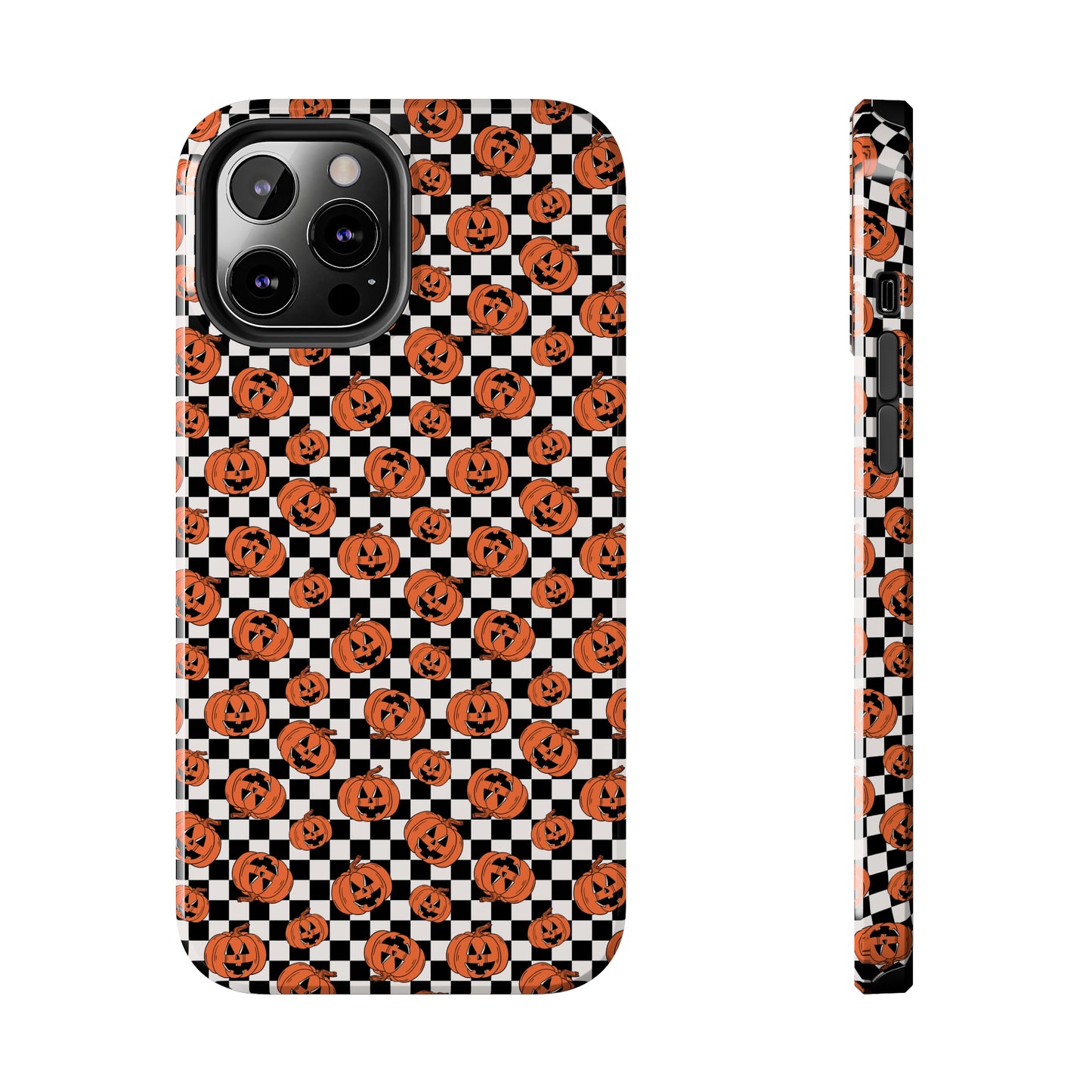 Pumpkin / Jack-O-Lantern Checkerboard Halloween/ Fall  Patterned Tough Phone Cases