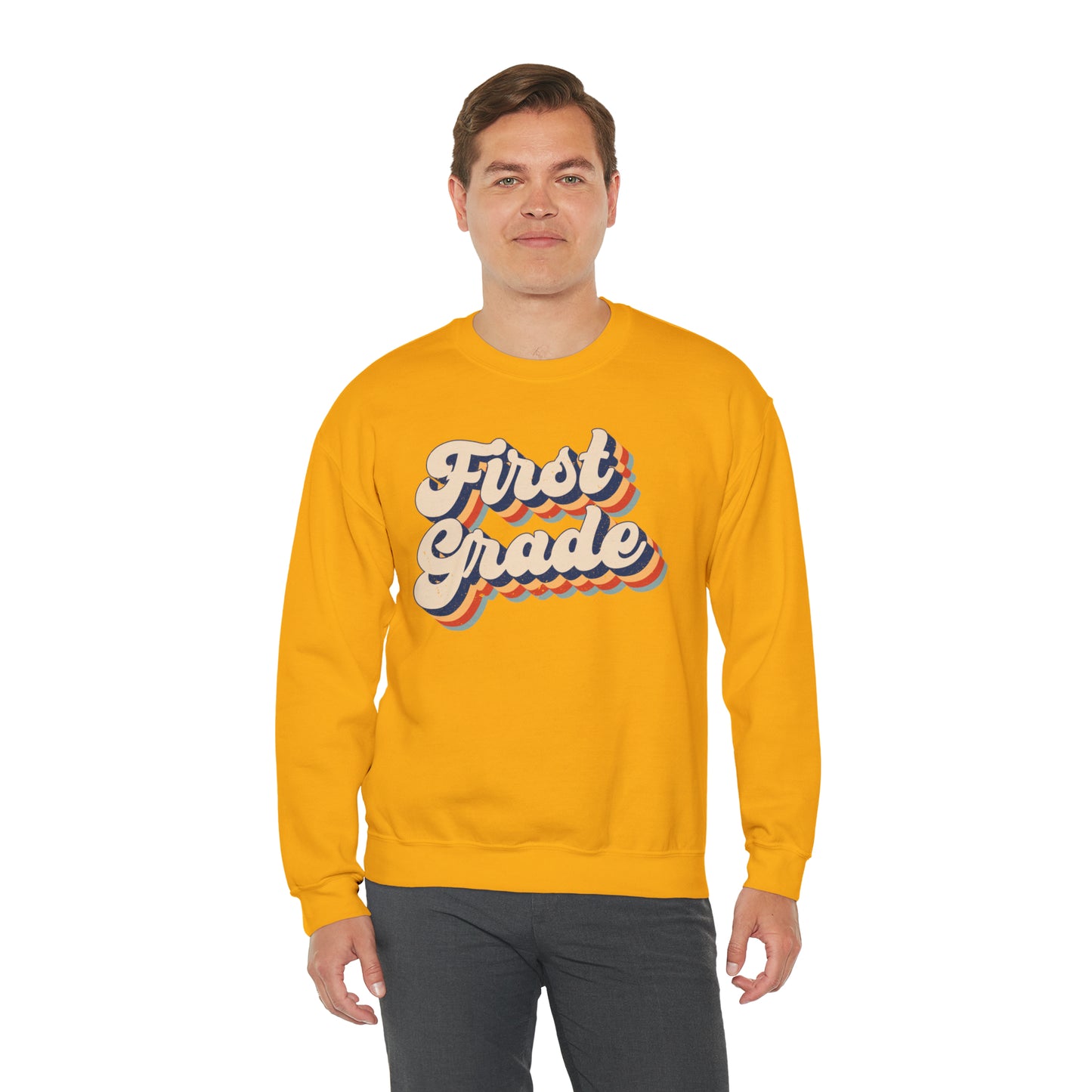 Retro 1st Grade Unisex Heavy Blend™ Crewneck Sweatshirt