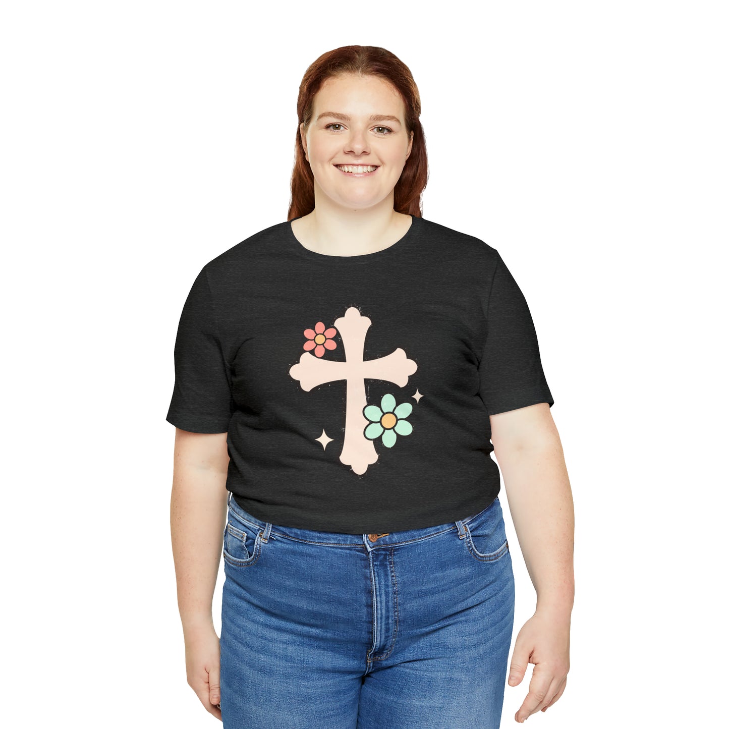 Vintage Floral Boho Cross T-Shirt