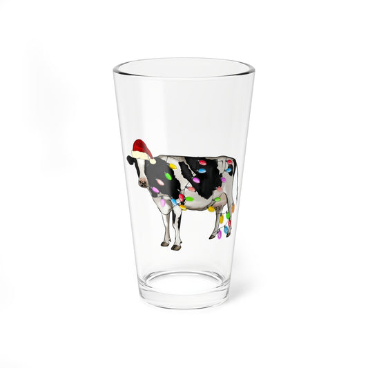 Santa Christmas Cow Mixing Glass, 16oz
