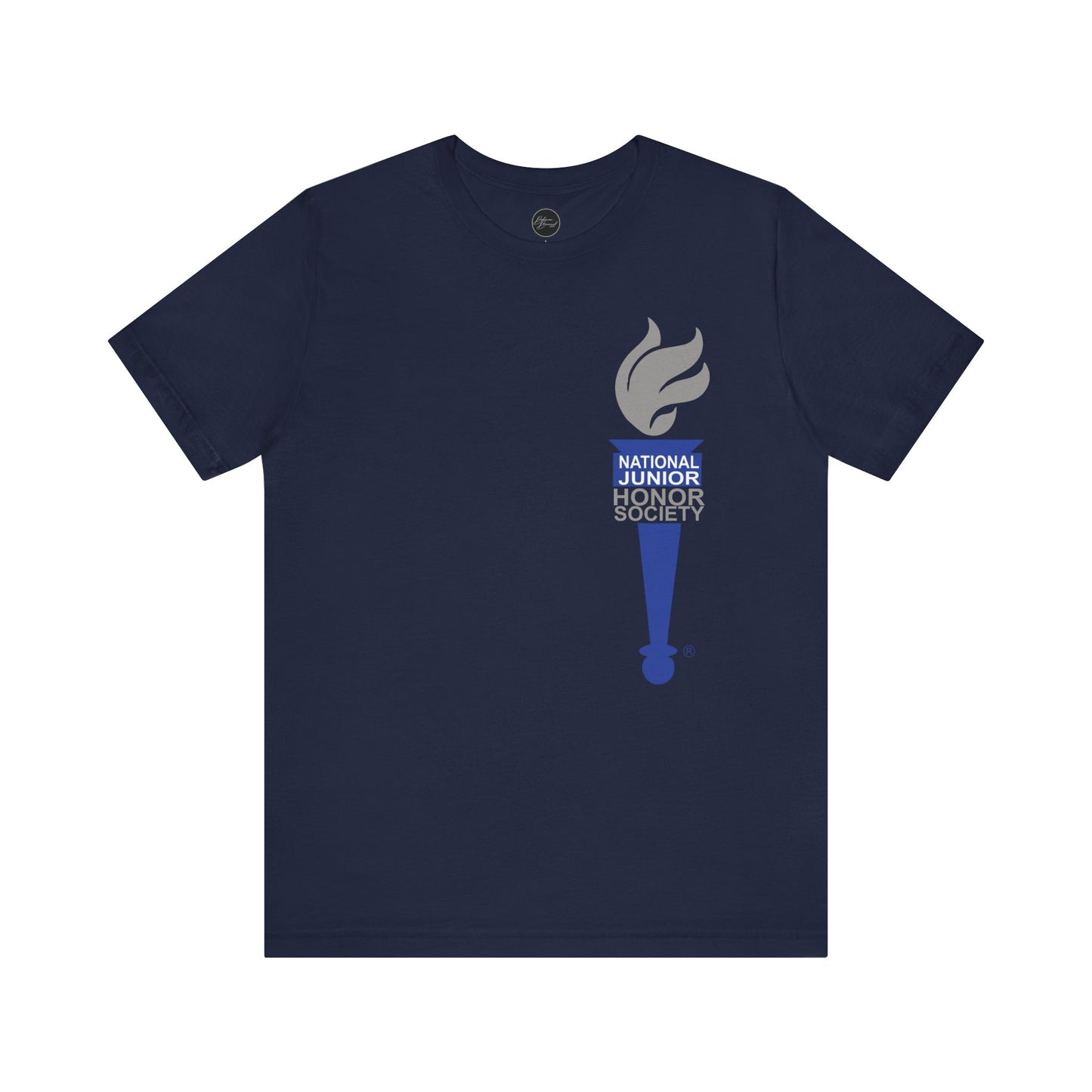 Murdock Middle School NJHS National Junior Honor Society Service Citizenship Character Leadership Scholarship Circular Torch Bella Jersey Short Sleeve Tee - Royal School Font