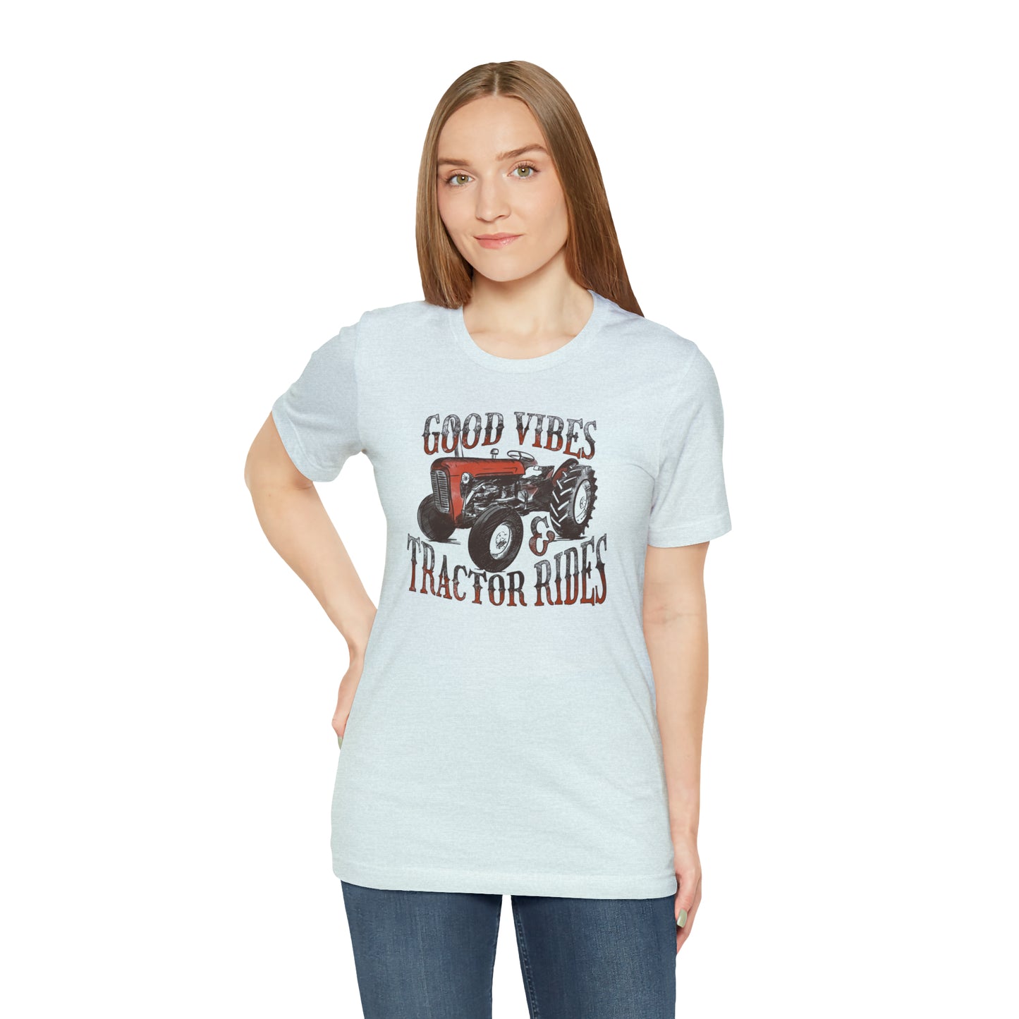 Vintage Good Vibes and Tractors Unisex Jersey Short Sleeve Tee