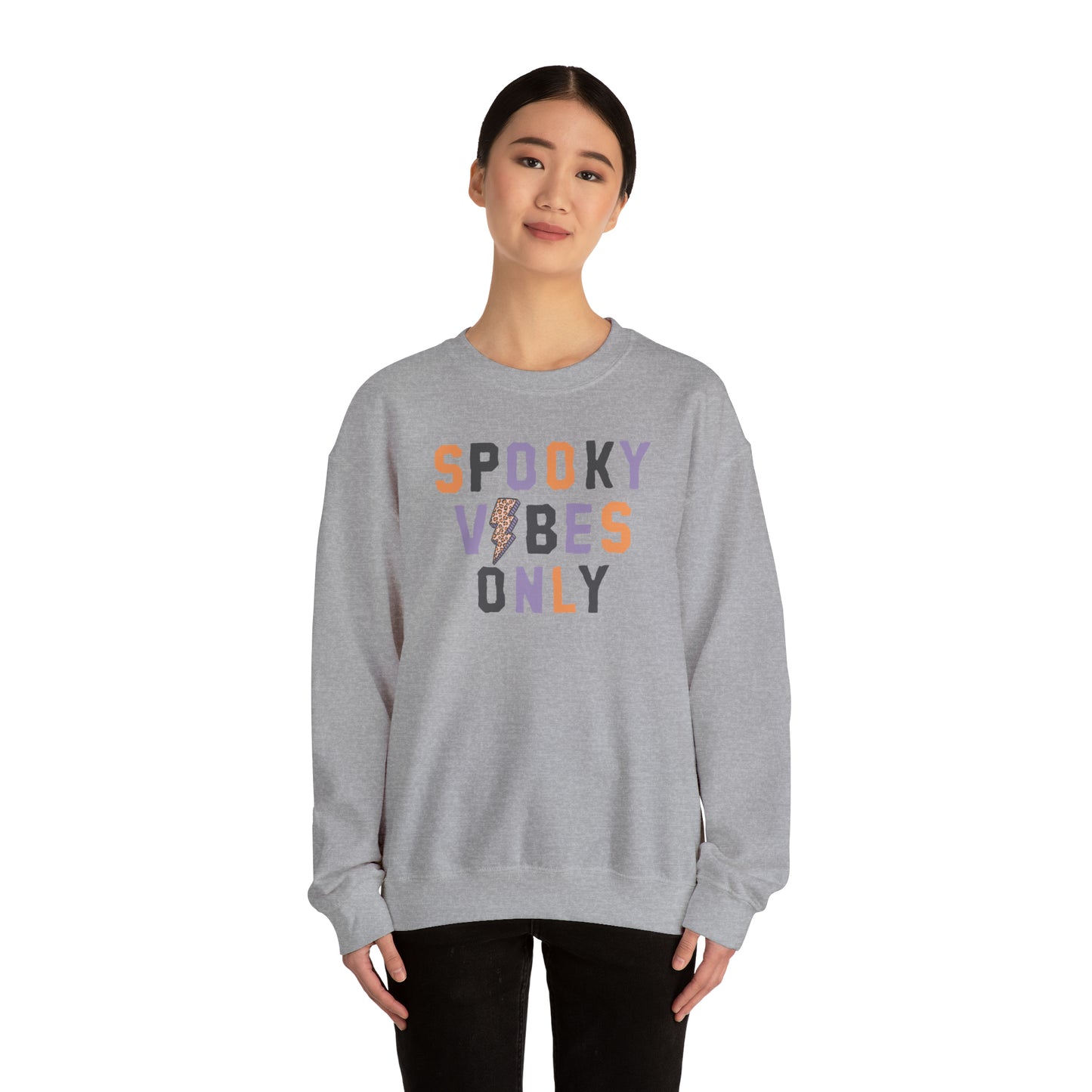 Spooky Vibes Fall Halloween Retro Warm Colored  Unisex Heavy Blend™ Crewneck Sweatshirt