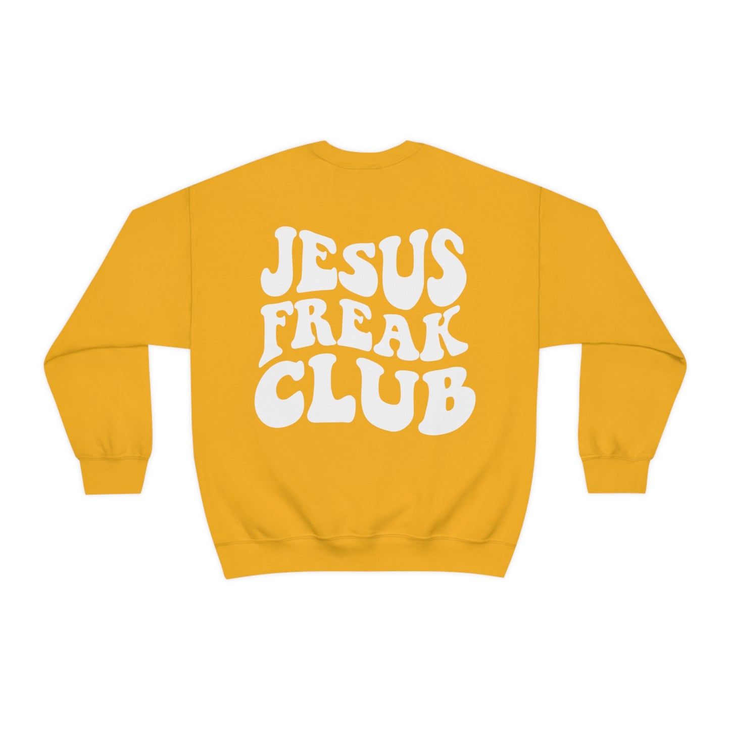 Vintage Jesus Freak Club Front & Back Design White Logo Unisex Heavy Blend™ Crewneck Sweatshirt