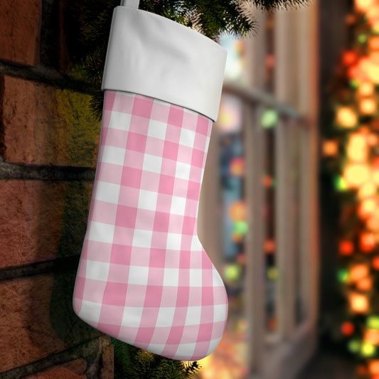 Pink Checkerboard Holiday Stocking