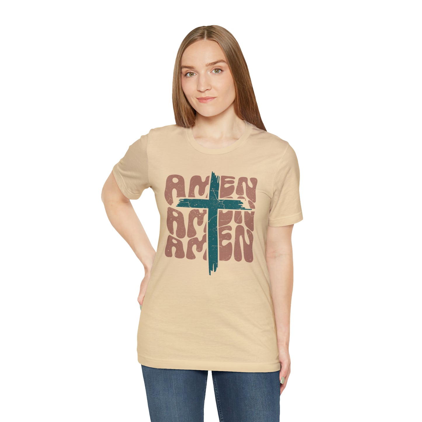 Amen Amen Amen with Cross Boho Color T-Shirt