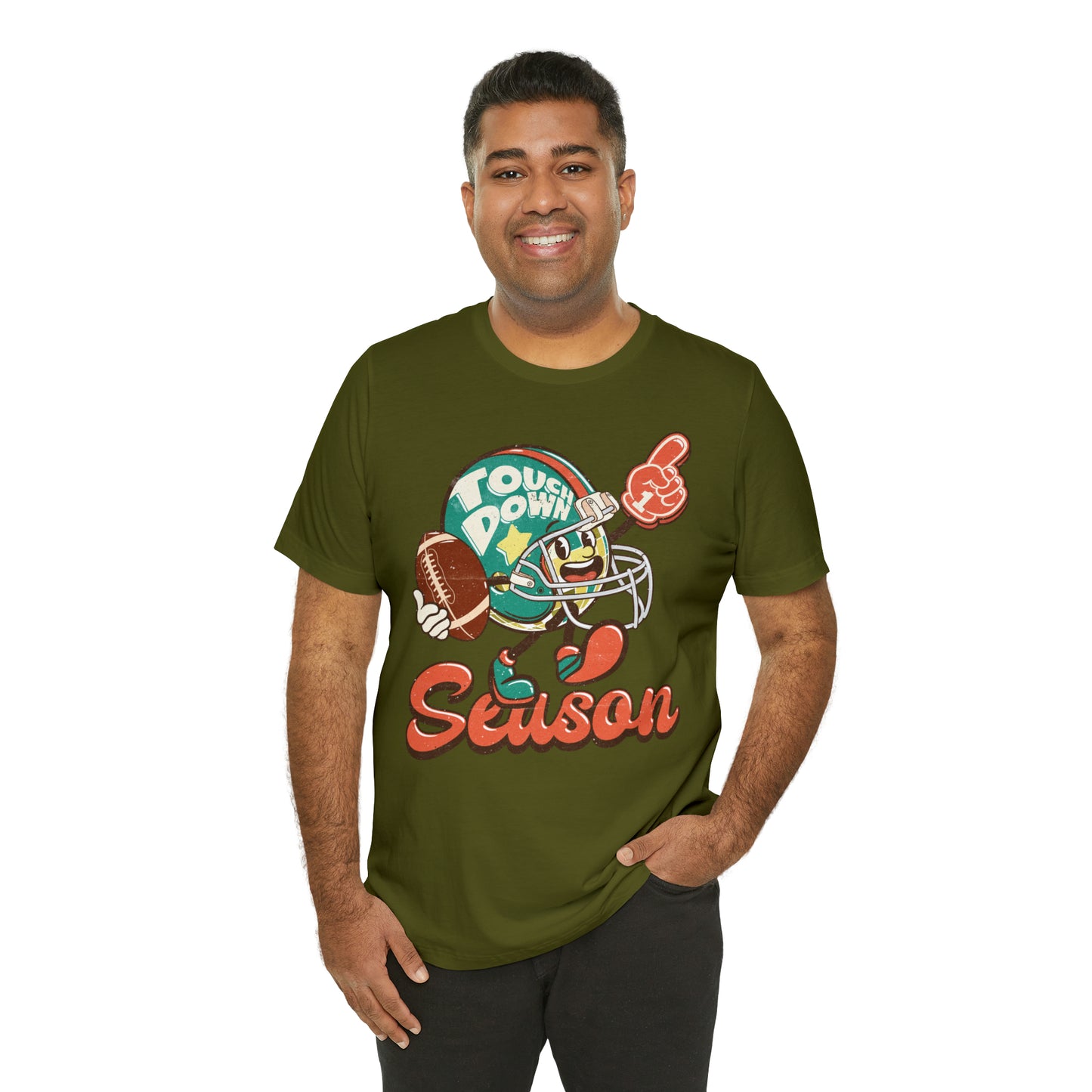 Football Season Football Helmet Character Holding Football T-Shirt