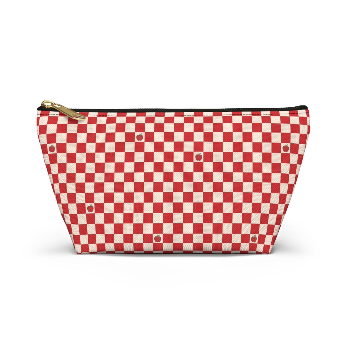 Rustic Apple Red Checkered Print Design Accessory Pouch w T-bottom