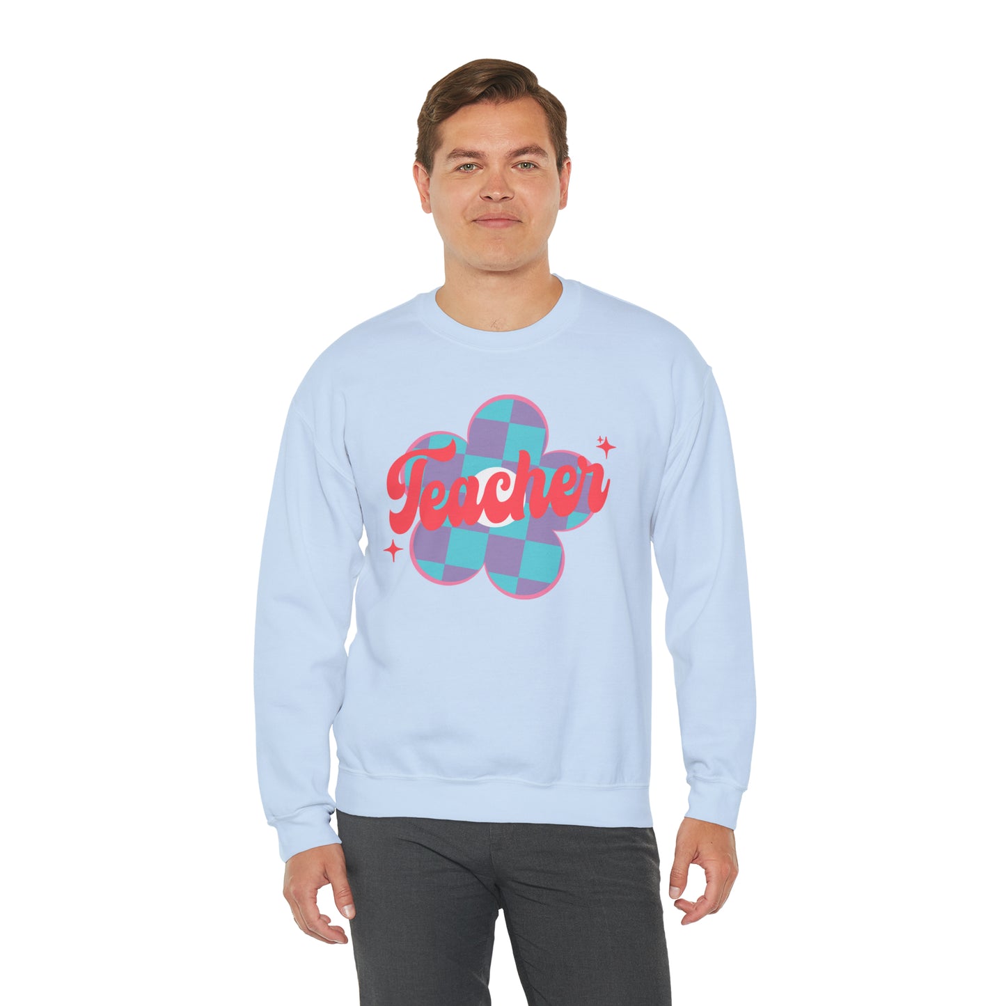 Plaid Daisy Teacher Heavy Blend™ Crewneck Sweatshirt