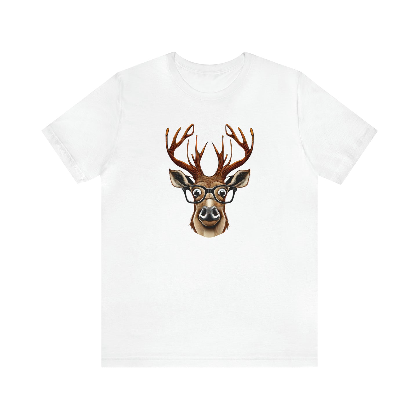 Deer/ Reindeer with Glasses Country and Christmas Unisex Jersey Short Sleeve Tee