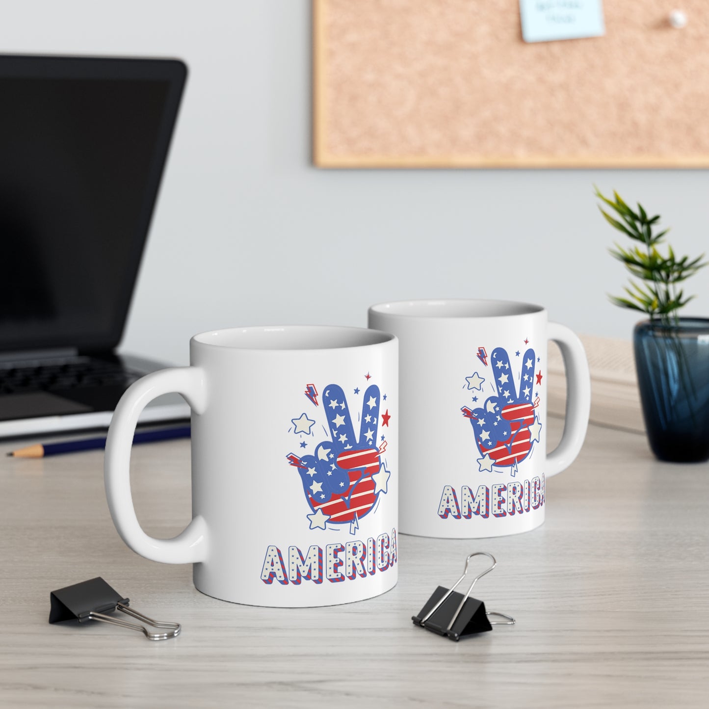 USA/ United States Peace Sign America Ceramic Mug 11oz