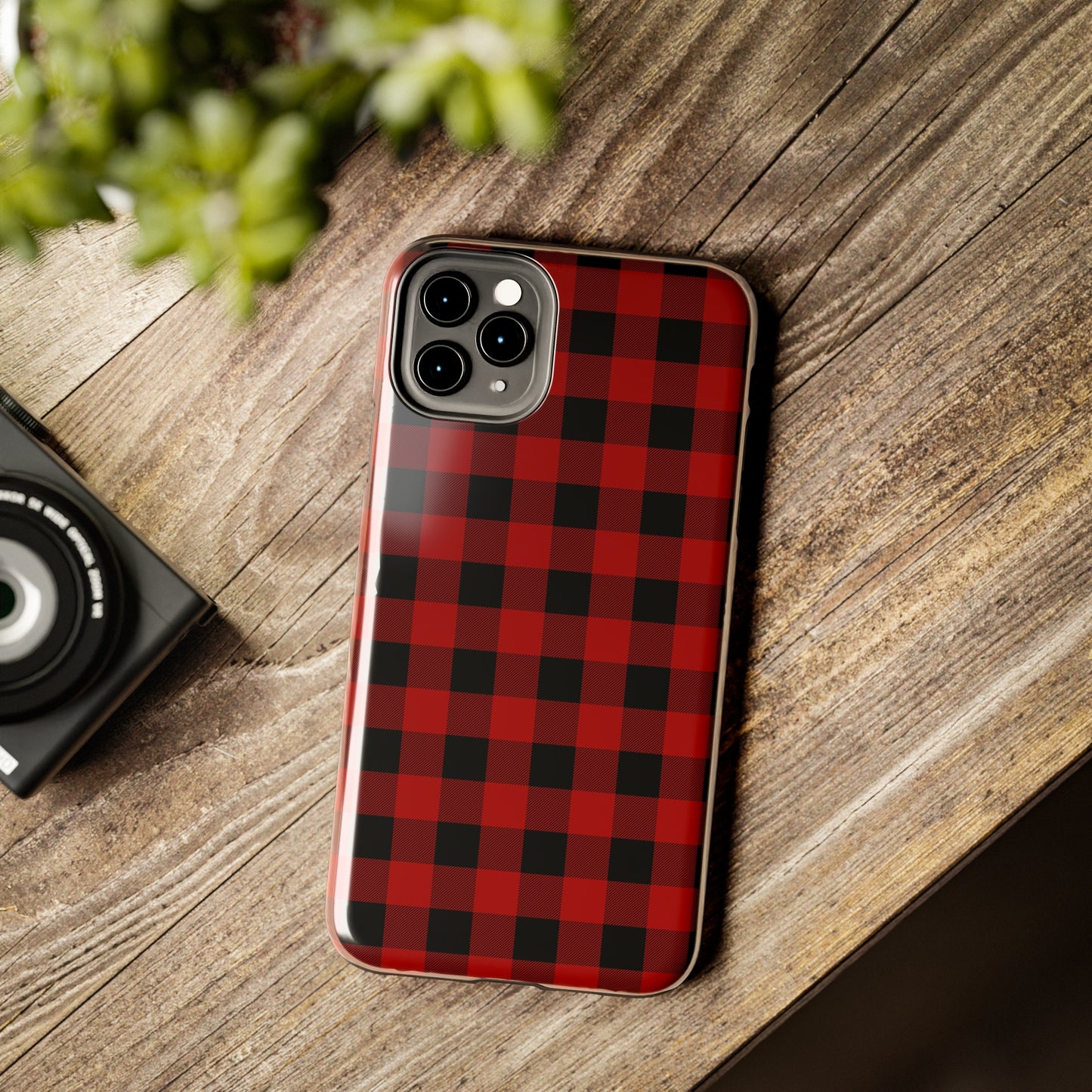 Red and Black Plaid Tough Phone Cases