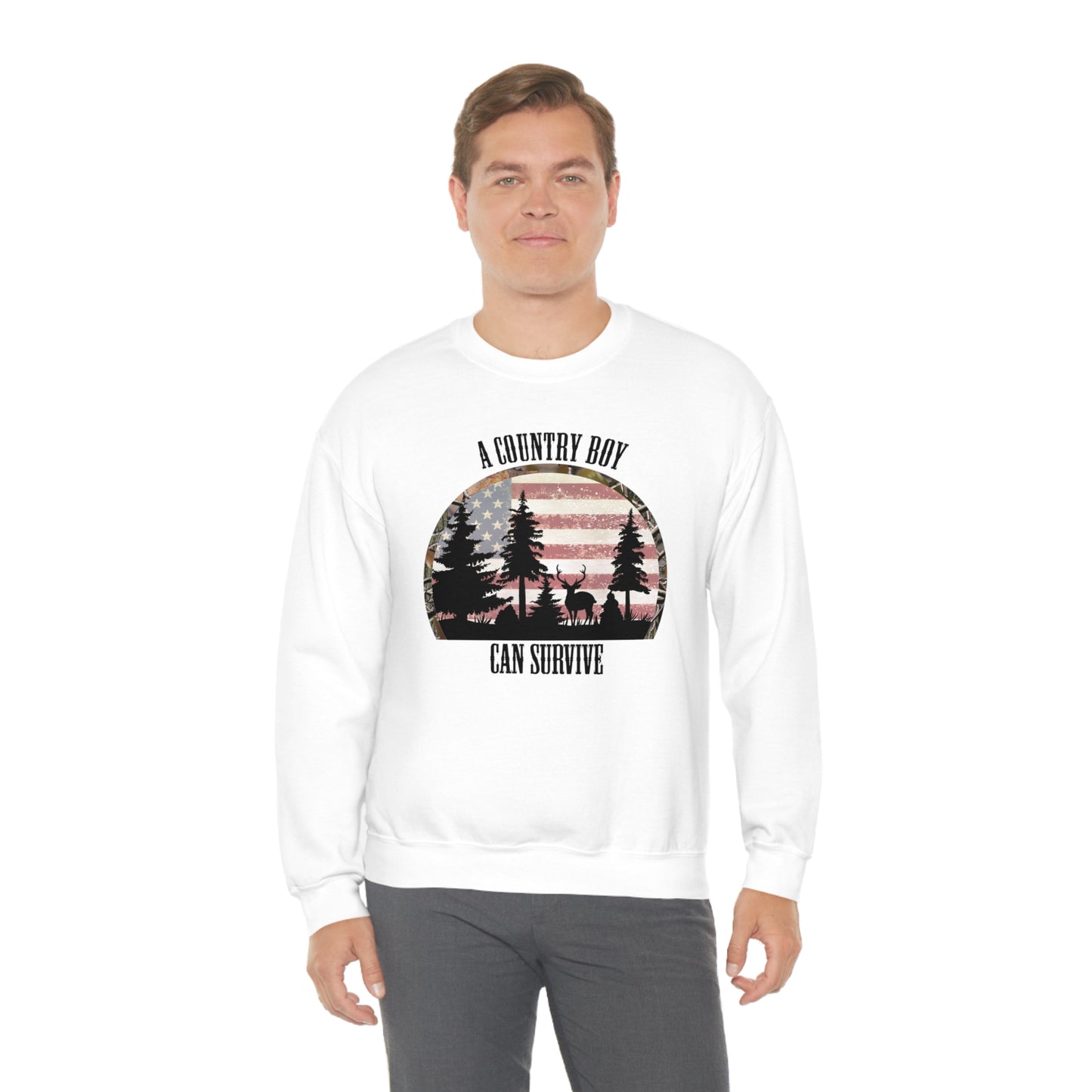 "A Country Boy Can Survive" - Unisex Heavy Blend™ Crewneck Sweatshirt