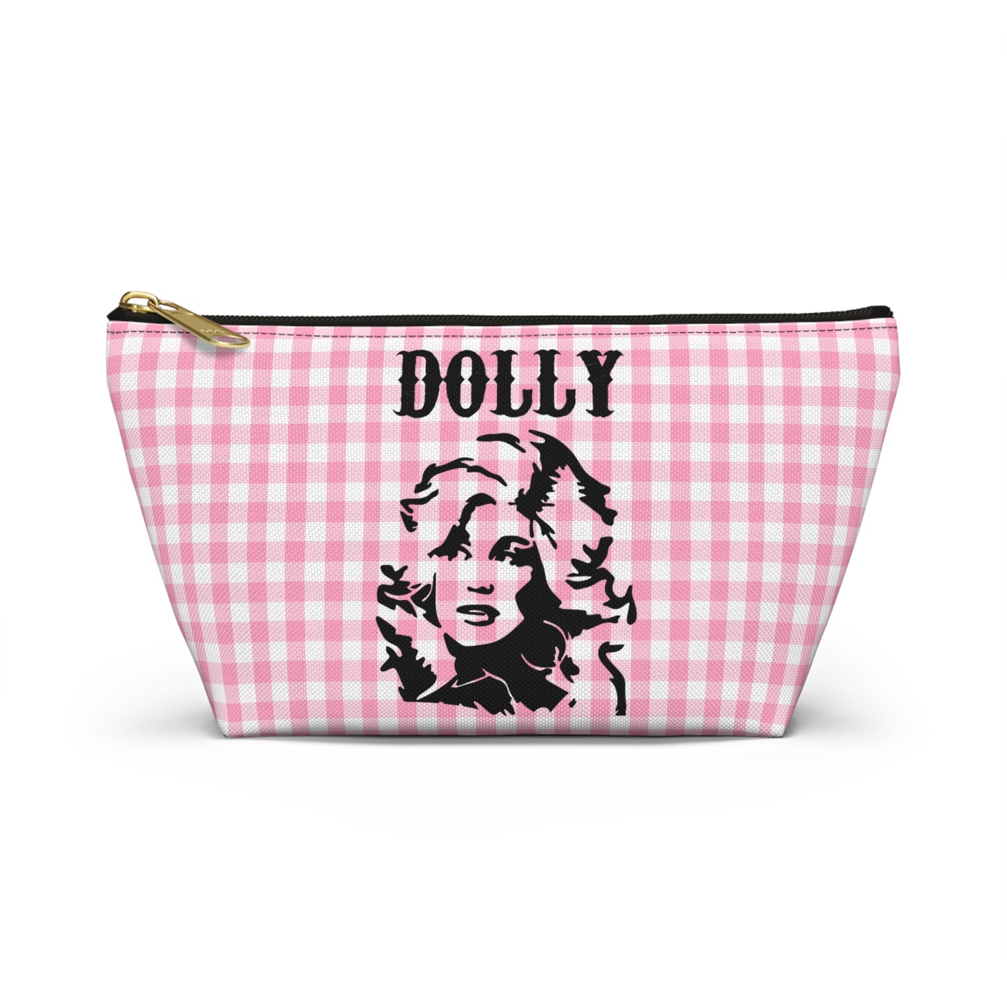 Dolly Portrait Pink Checkerboard Accessory Pouch w T-bottom