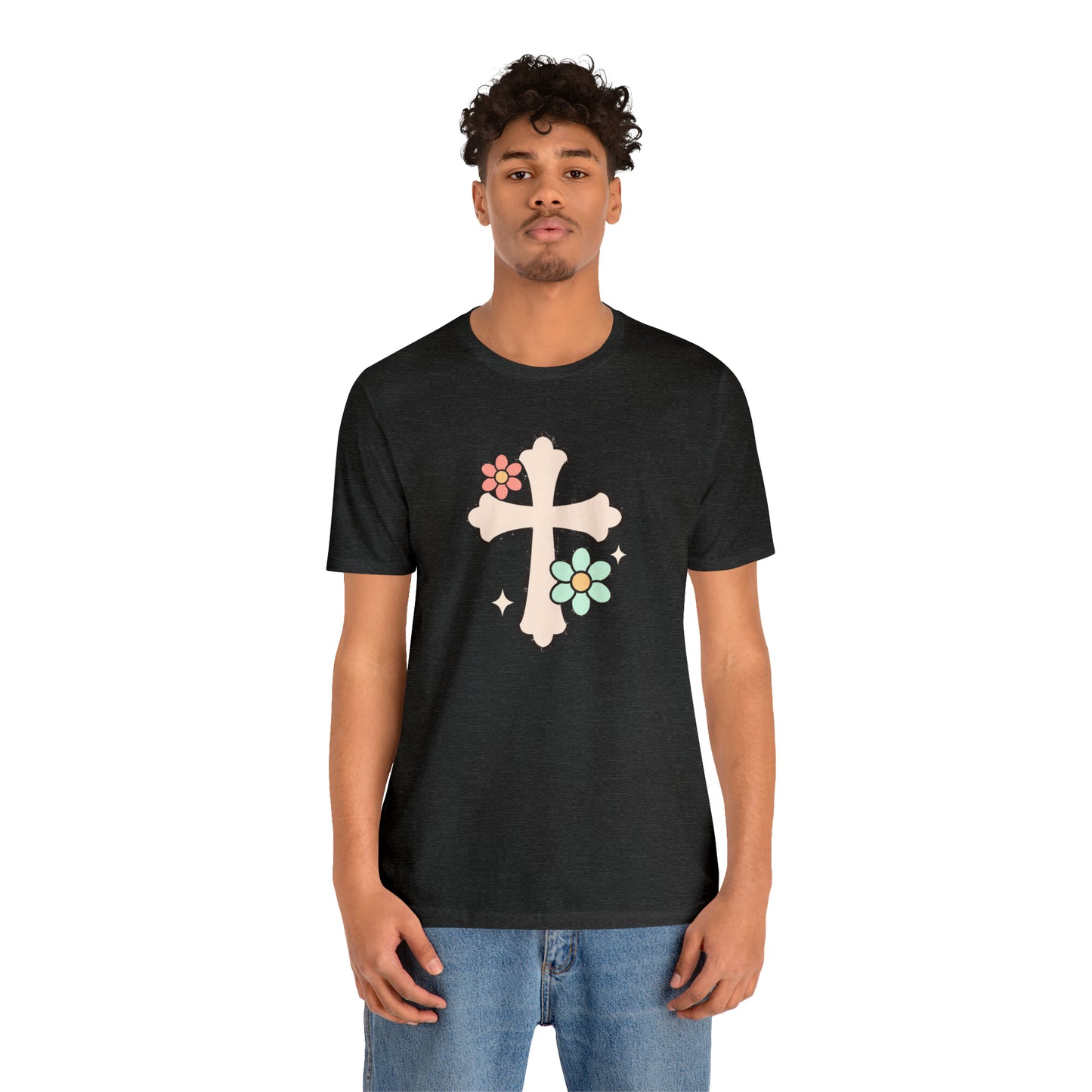 Vintage Floral Boho Cross T-Shirt