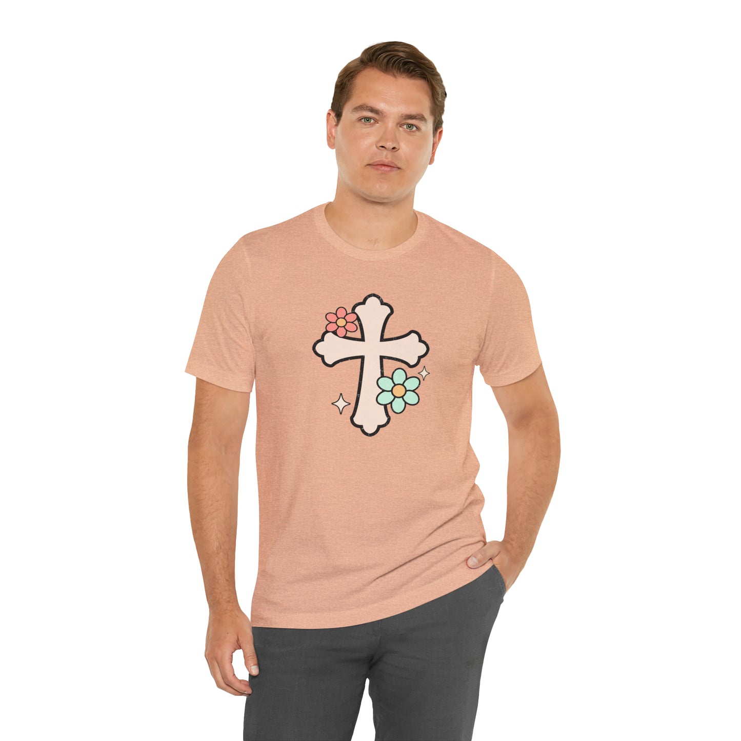 Vintage Floral Boho Cross T-Shirt