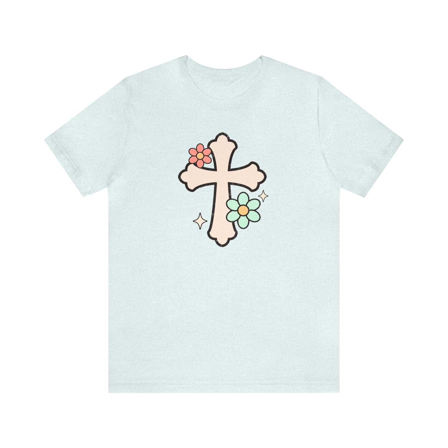 Vintage Floral Boho Cross T-Shirt