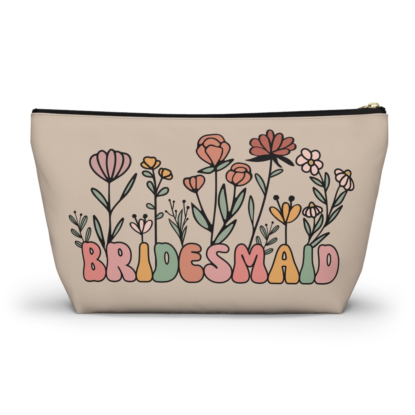 Retro Boho Bridesmaid Floral Print Design  Accessory Pouch w T-bottom