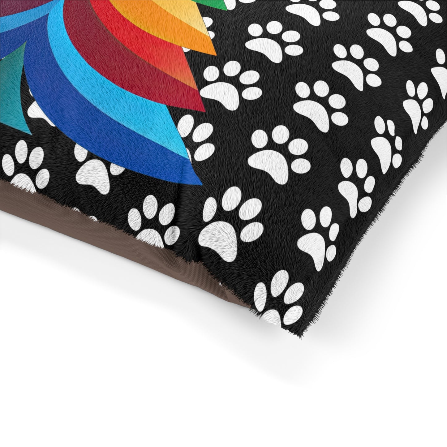 Layered Rainbow Tree Paw Print Pet Bed