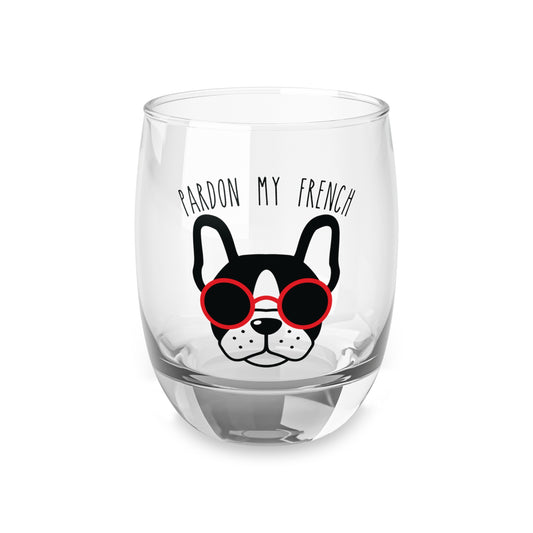Pardon My Frenchie Dog Whiskey Glass