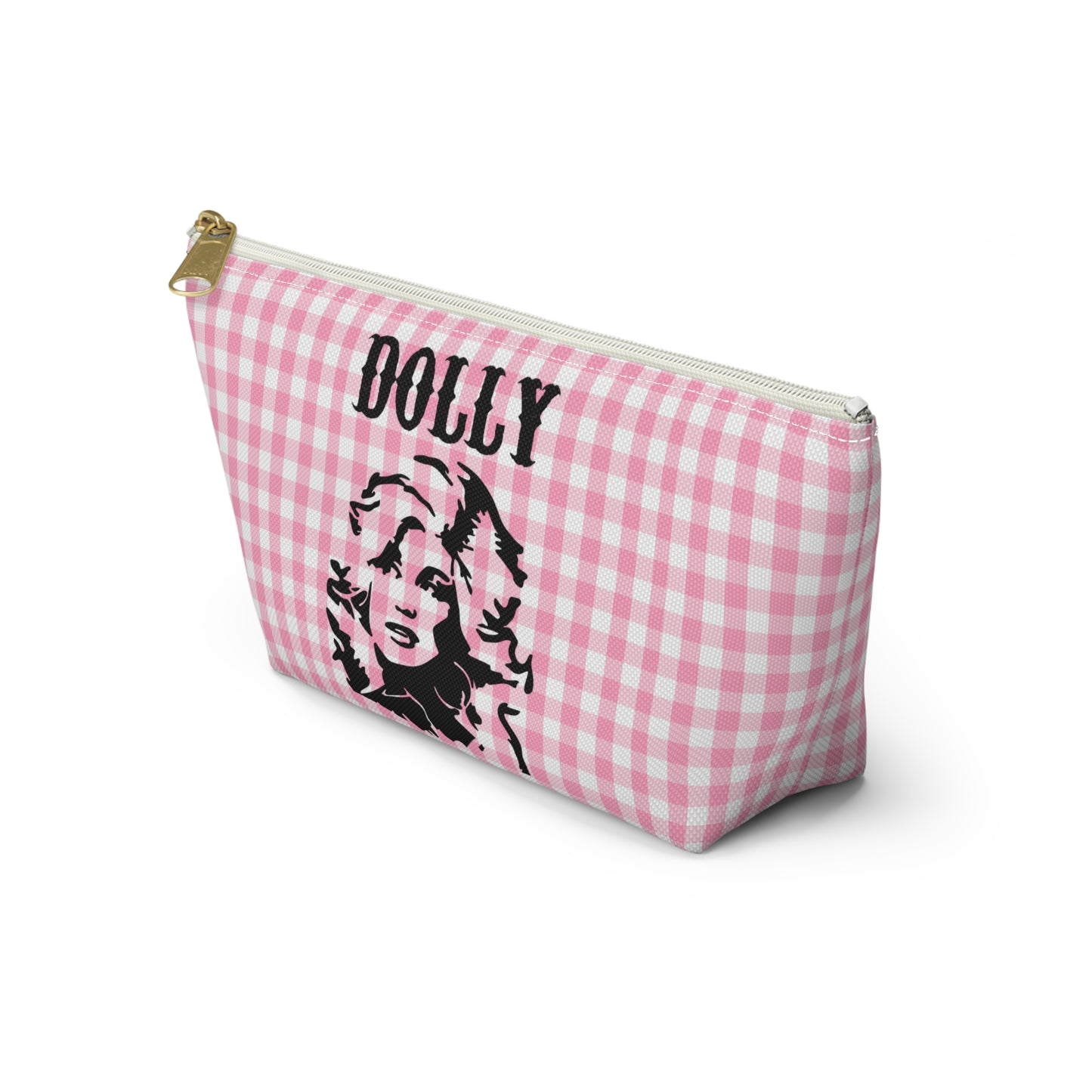 Dolly Portrait Pink Checkerboard Accessory Pouch w T-bottom