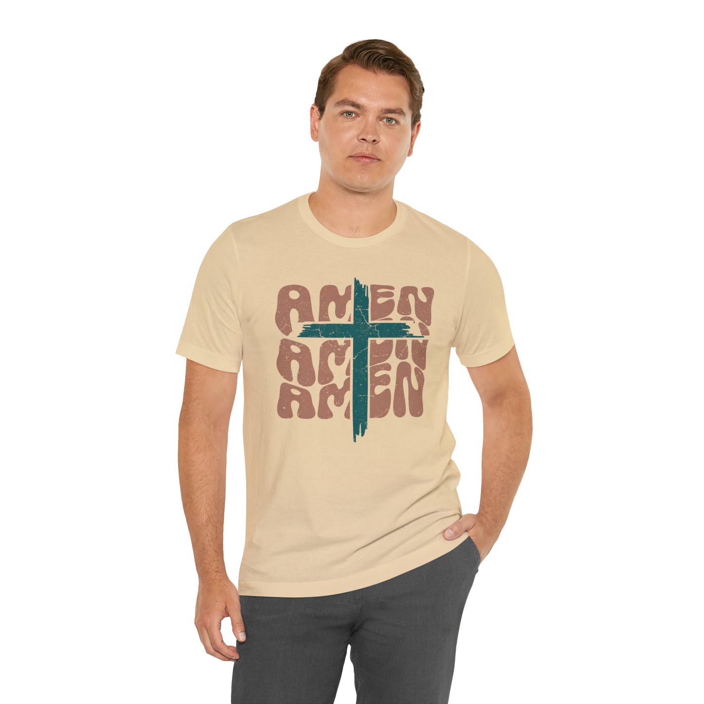 Amen Amen Amen with Cross Boho Color T-Shirt