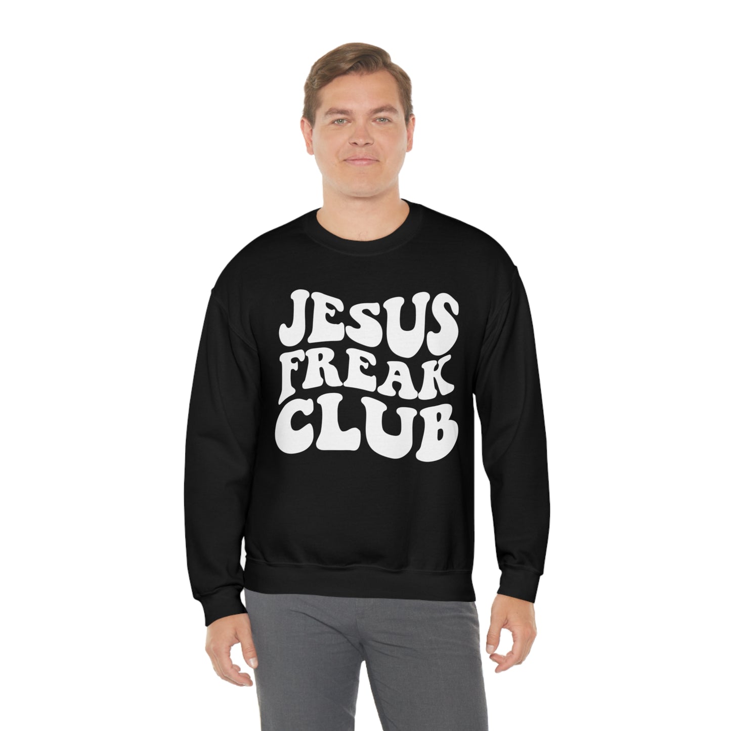 Vintage Jesus Freak Club White Logo Unisex Heavy Blend™ Crewneck Sweatshirt