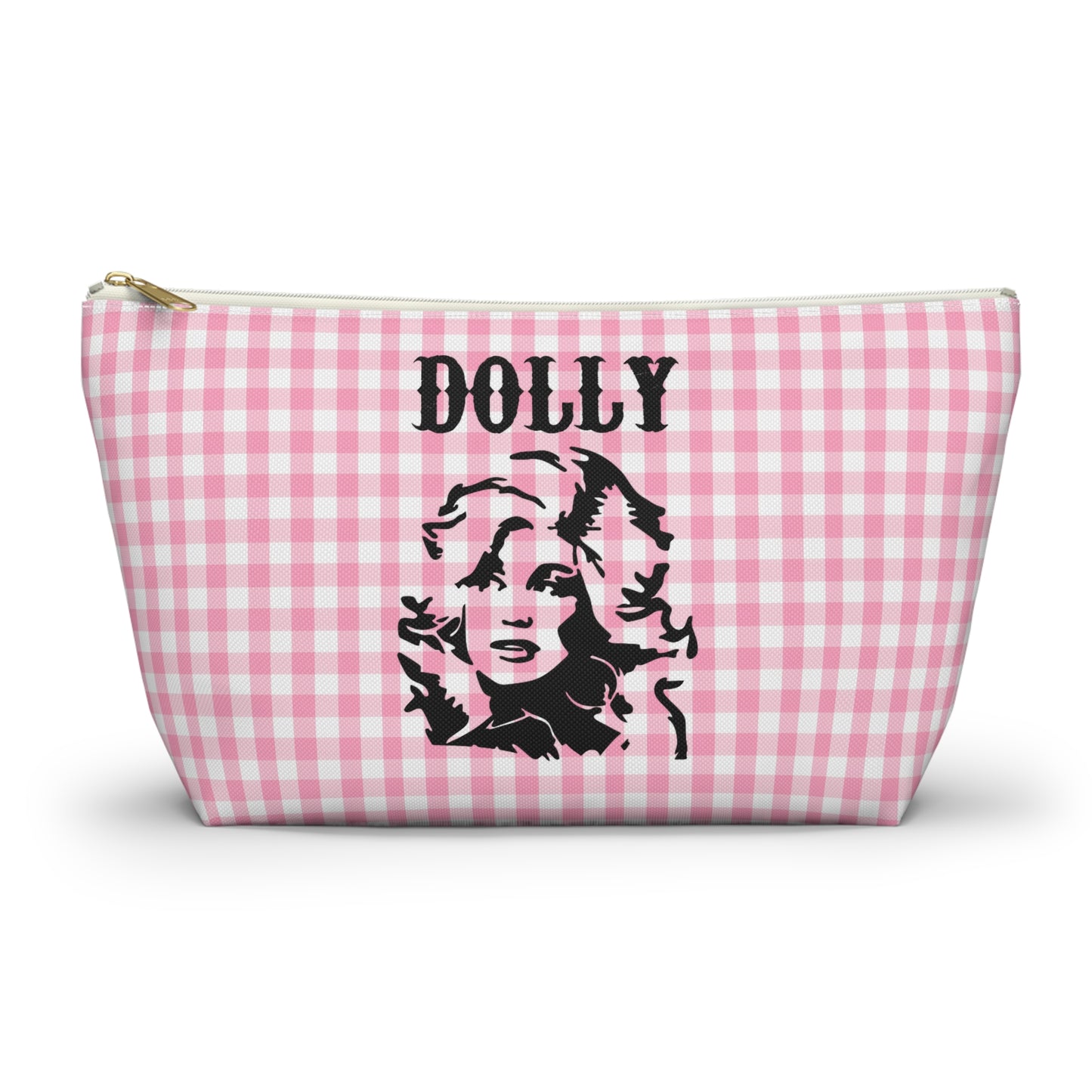 Dolly Portrait Pink Checkerboard Accessory Pouch w T-bottom