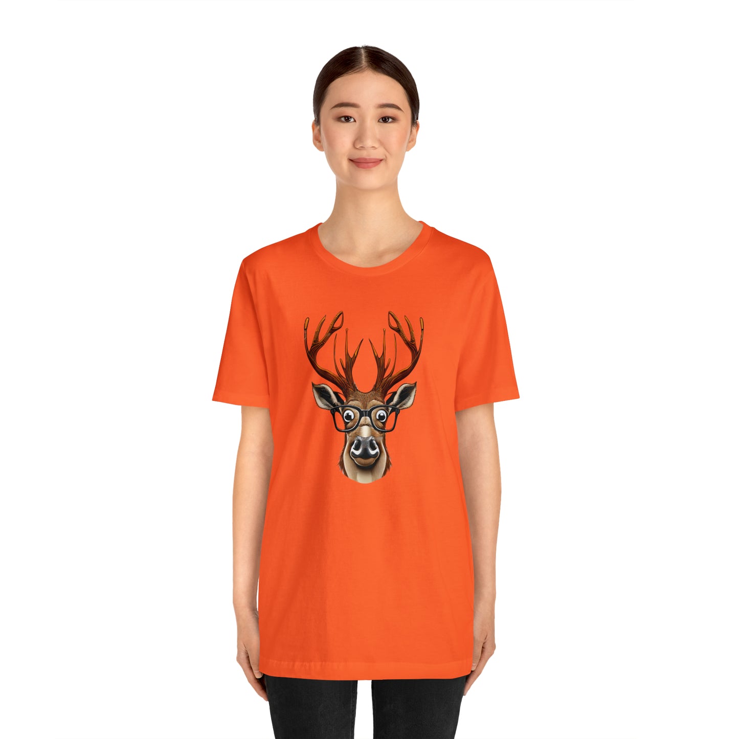 Deer/ Reindeer with Glasses Country and Christmas Unisex Jersey Short Sleeve Tee