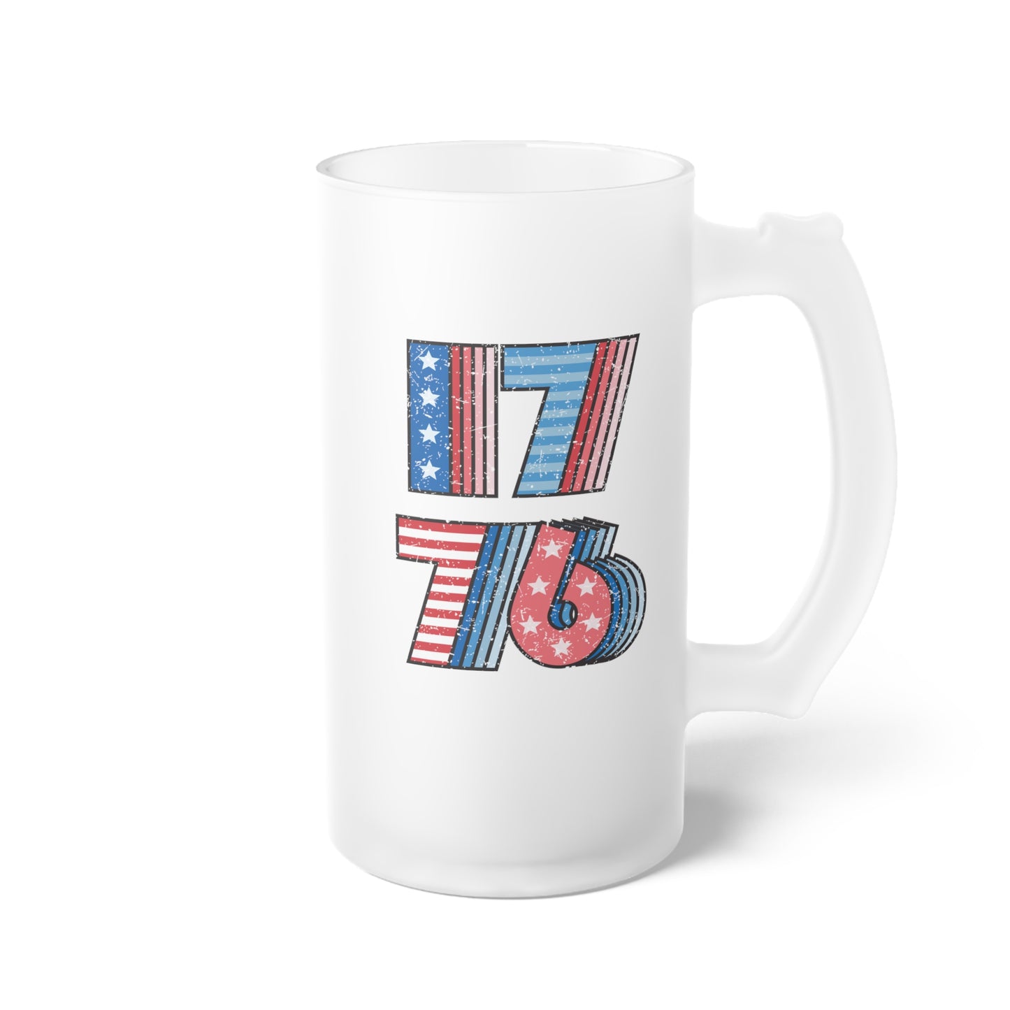 1776 United States / USA/ 4th of July Frosted Glass Beer Mug